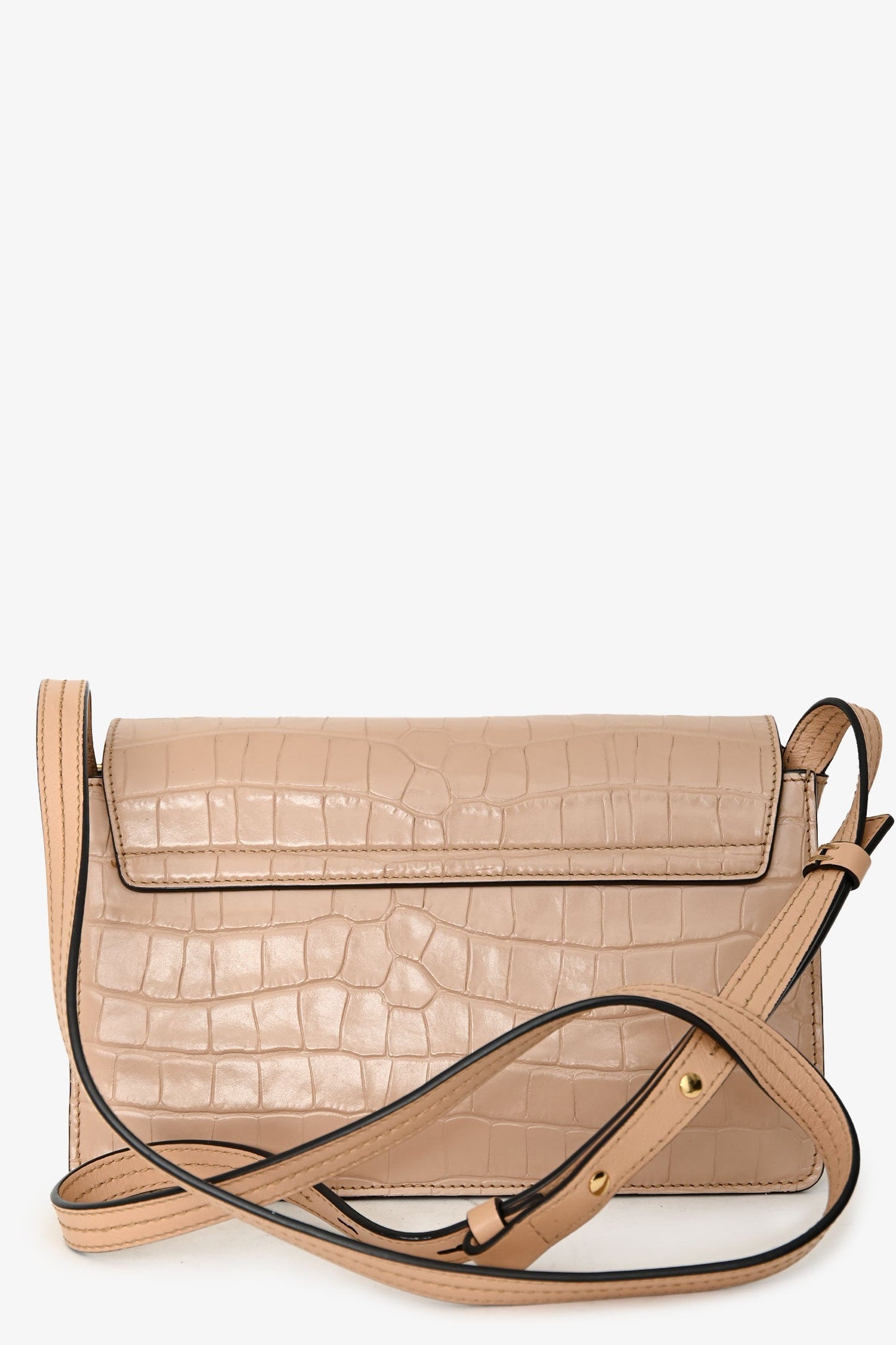Chloé Blush Croc Embossed Leather Small Faye Crossbody Bag