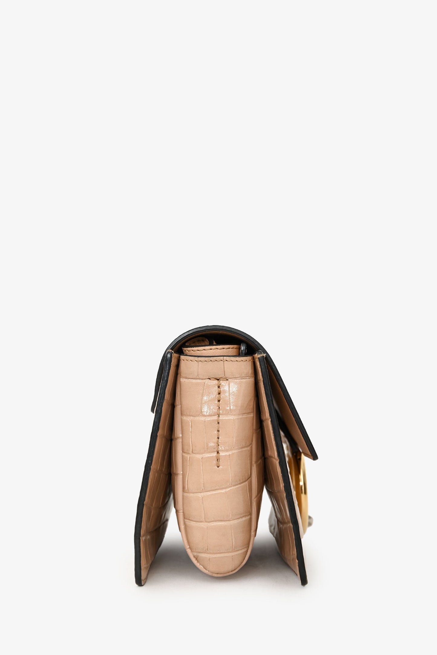 Chloé Blush Croc Embossed Leather Small Faye Crossbody Bag