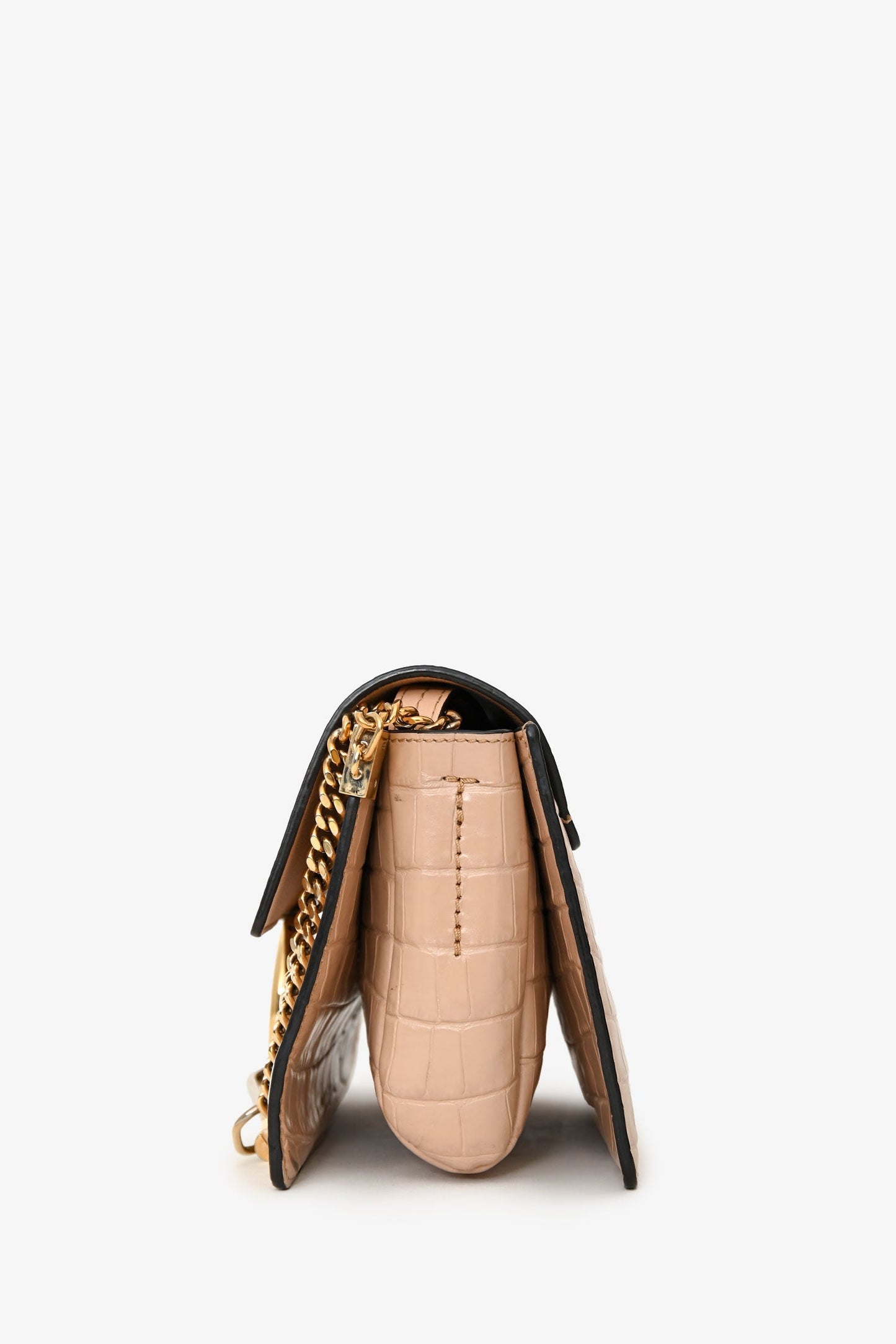 Chloé Blush Croc Embossed Leather Small Faye Crossbody Bag