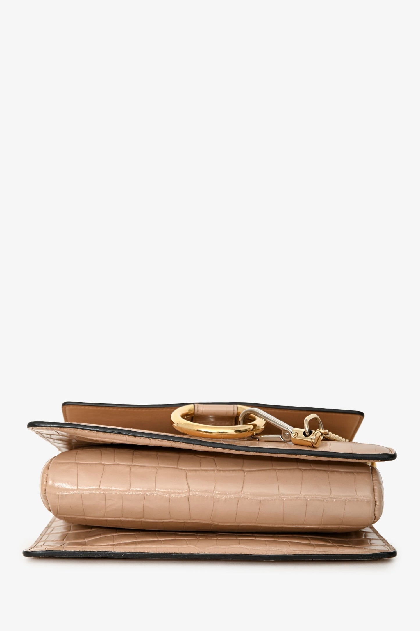 Chloé Blush Croc Embossed Leather Small Faye Crossbody Bag