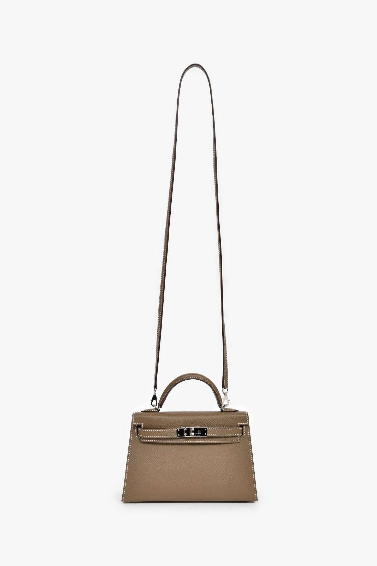 Hermès 2023 Etoupe Epsom Leather Sellier Mini Kelly