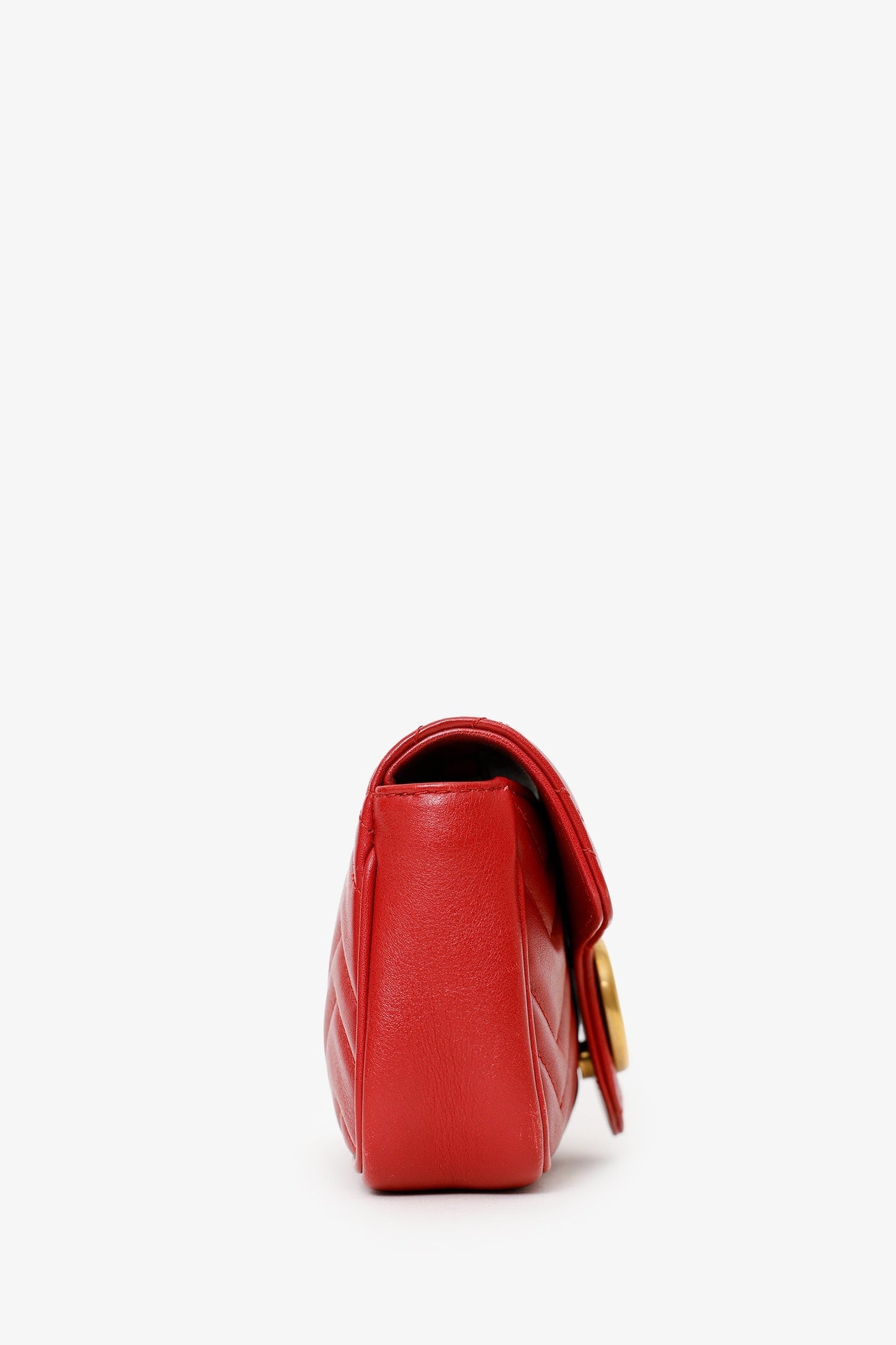 Gucci Red Leather GG Marmont Super Mini Crossbody Bag