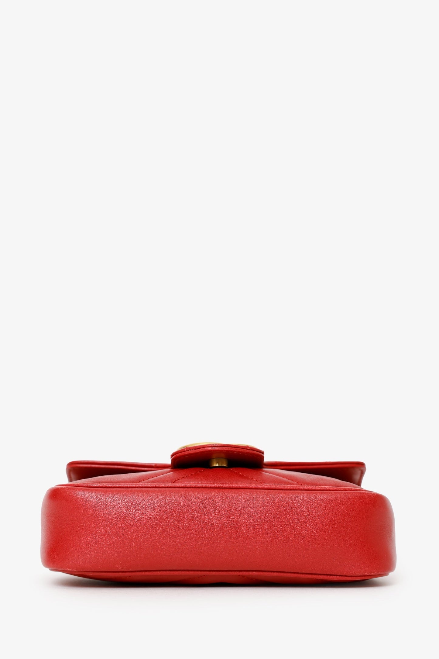 Gucci Red Leather GG Marmont Super Mini Crossbody Bag