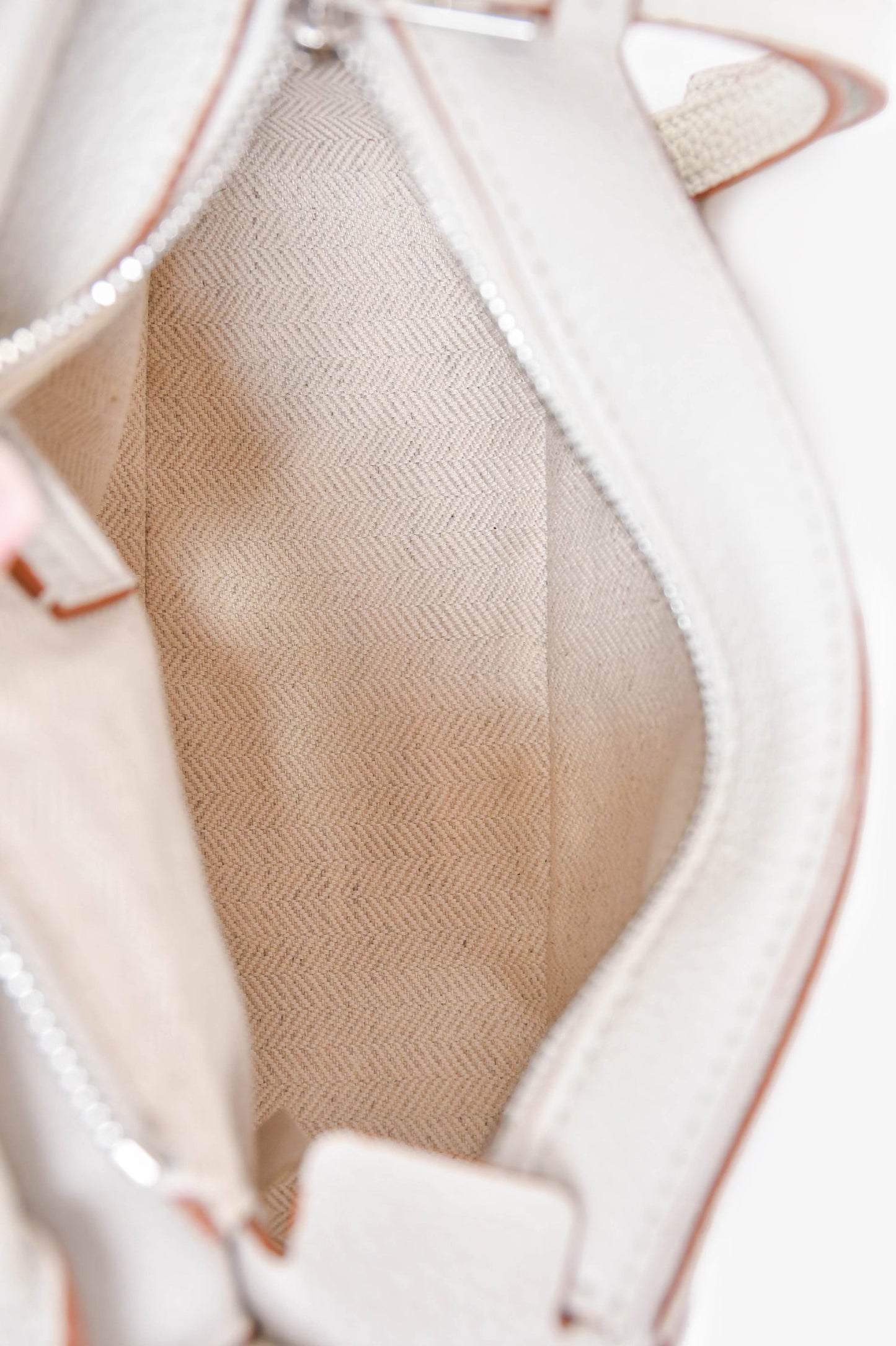 Loewe 2021 White/Brown Contrast Leather Mini Puzzle Bag with Strap