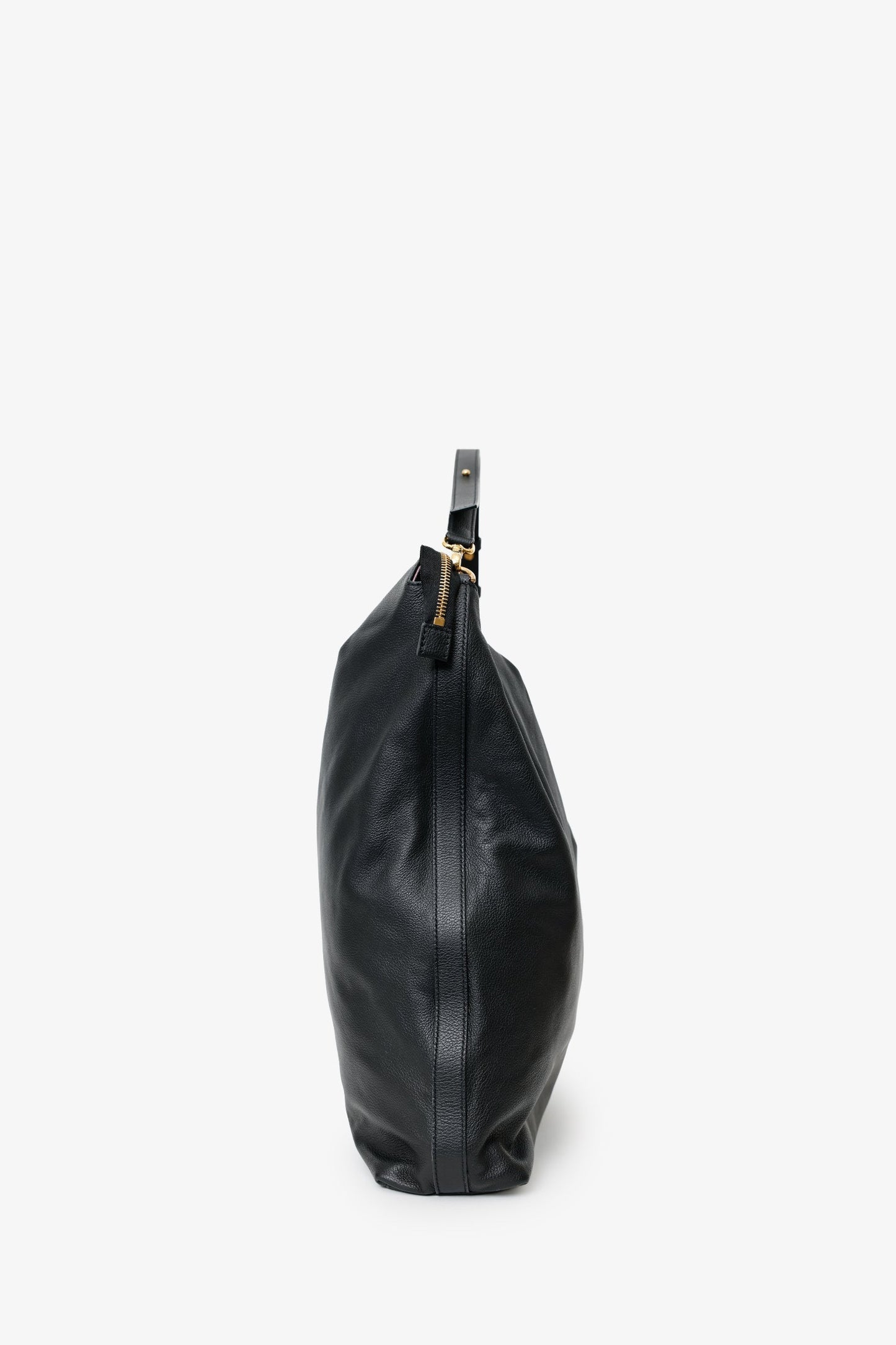 Versace Black Leather Pebbled Leather Medusa Large Hobo Shoulder Bag