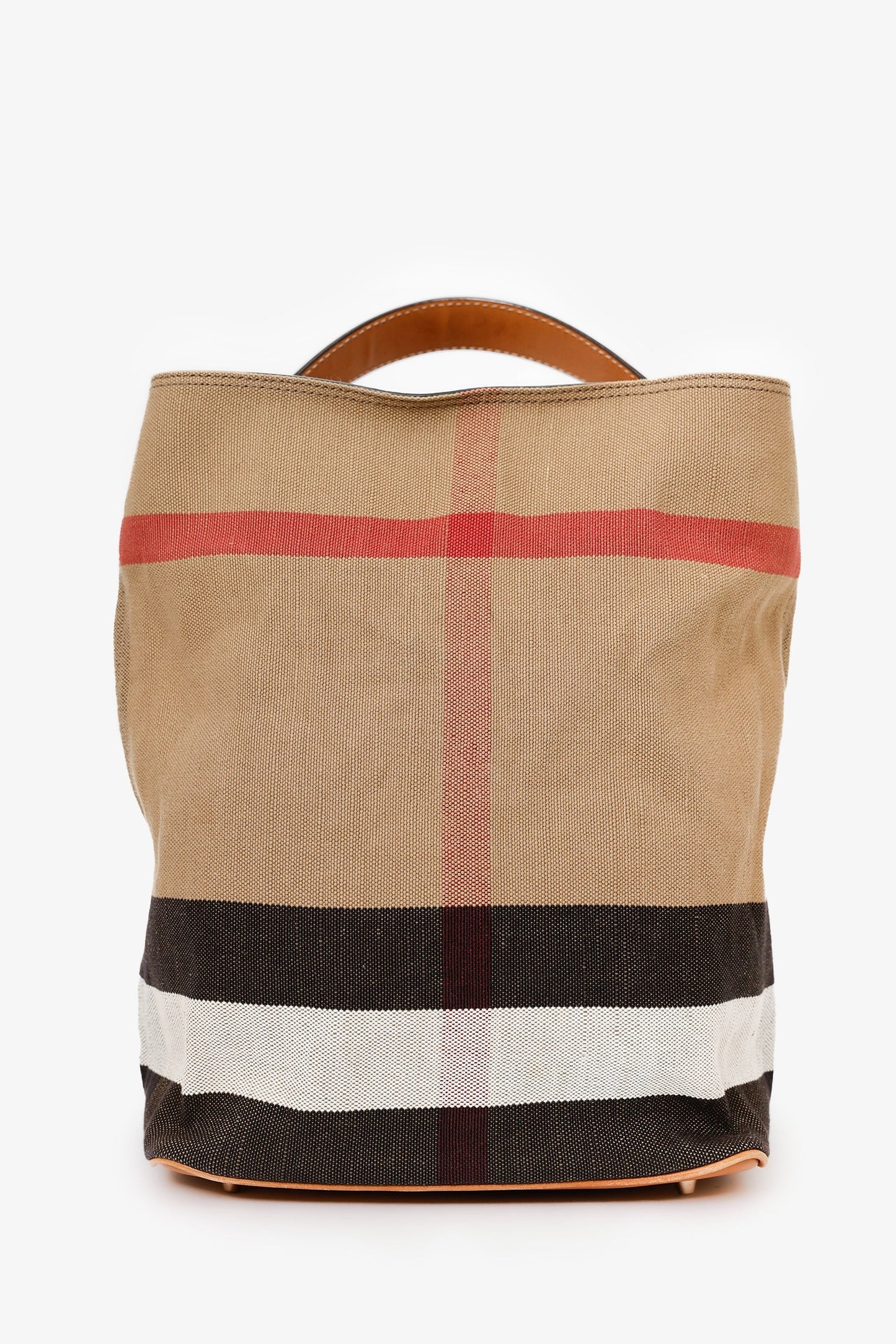 Burberry Brown House Check Canvas Ashby Bucket Bag With Pouch