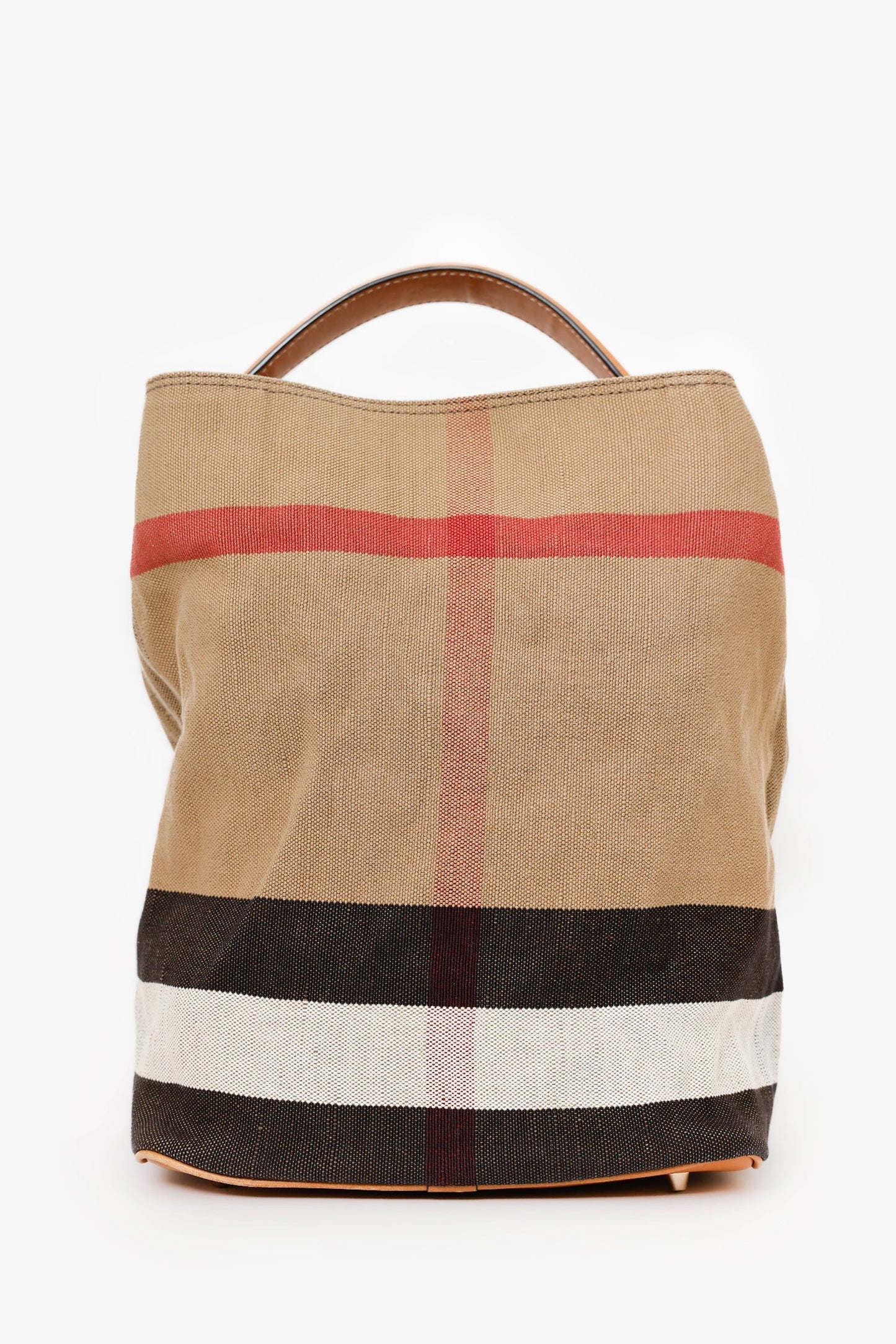 Burberry Brown House Check Canvas Ashby Bucket Bag With Pouch