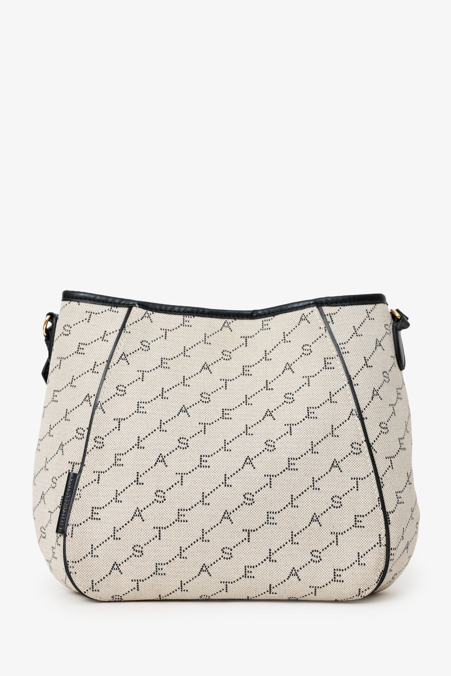 Stella McCartney Beige/Black Canvas Leather Trimmed Logo Monogram Tote