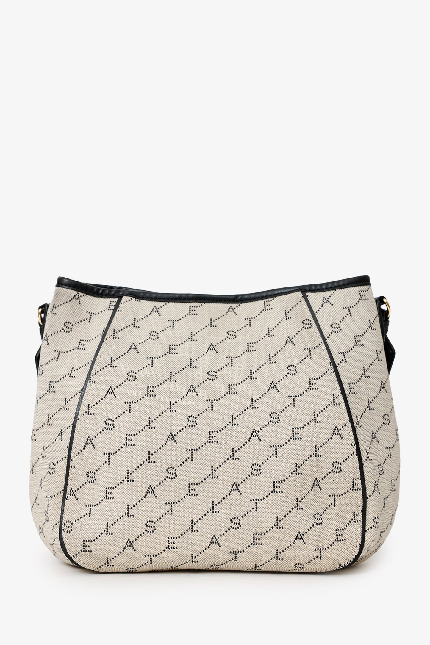 Stella McCartney Beige/Black Canvas Leather Trimmed Logo Monogram Tote
