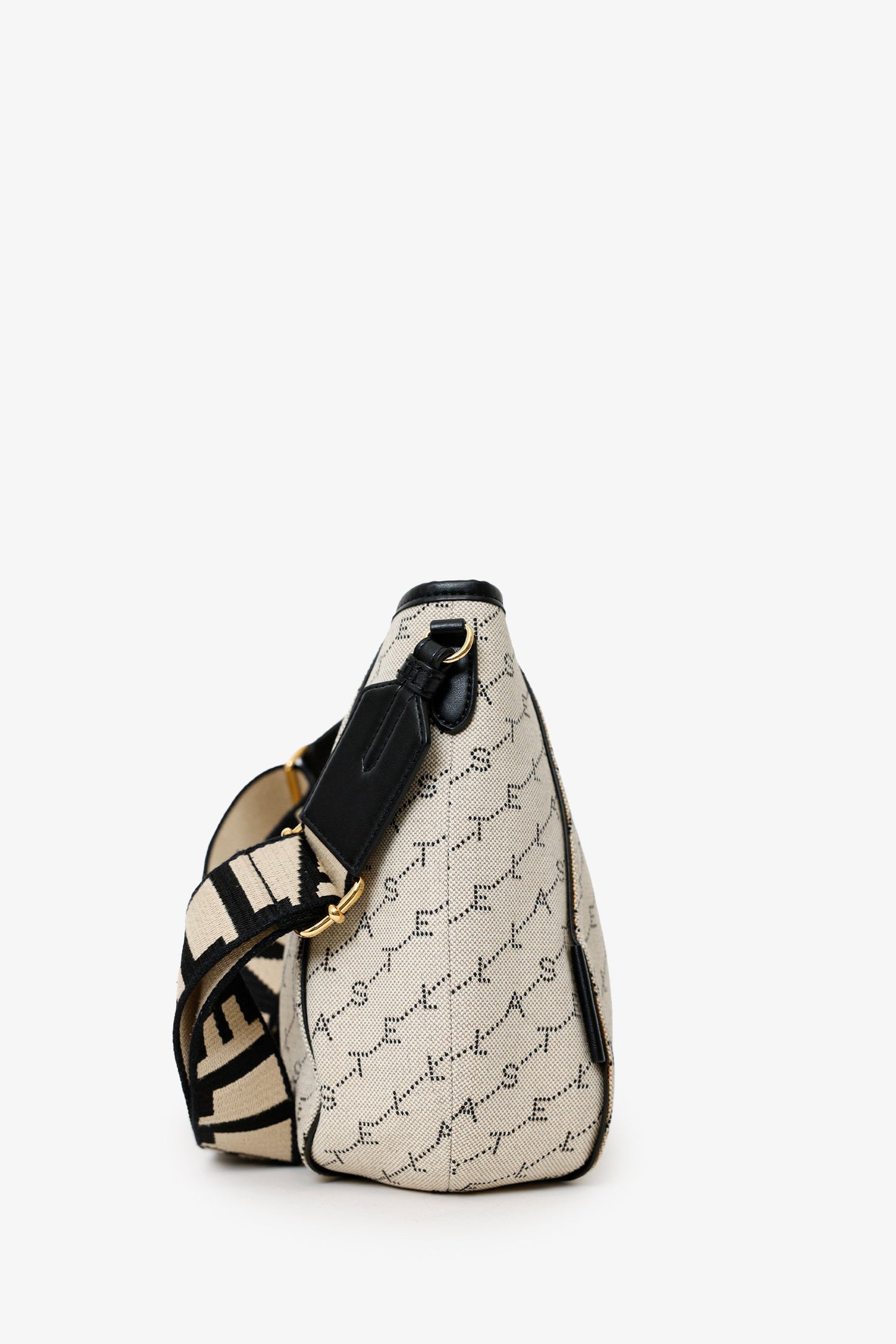 Stella McCartney Beige/Black Canvas Leather Trimmed Logo Monogram Tote