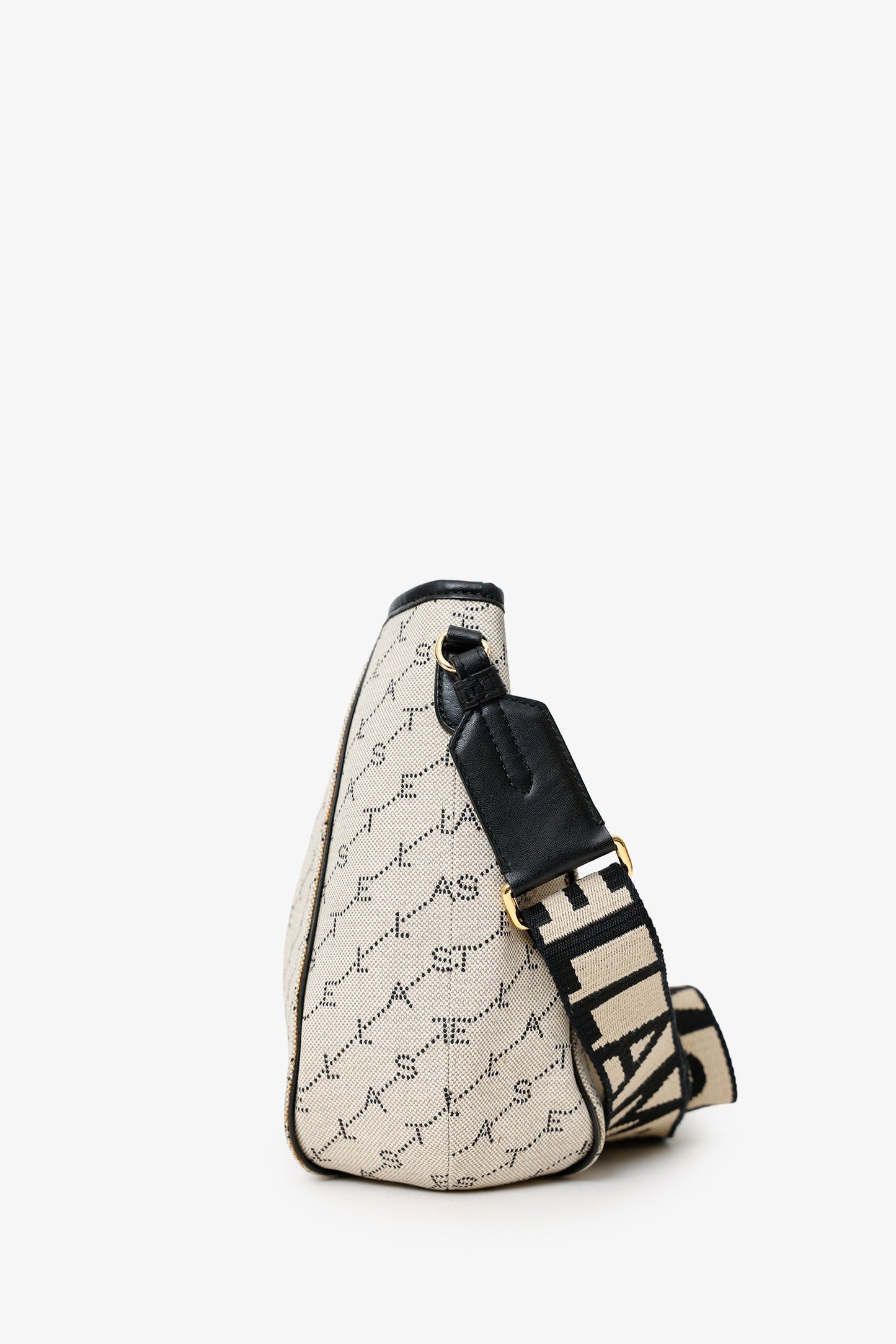 Stella McCartney Beige/Black Canvas Leather Trimmed Logo Monogram Tote