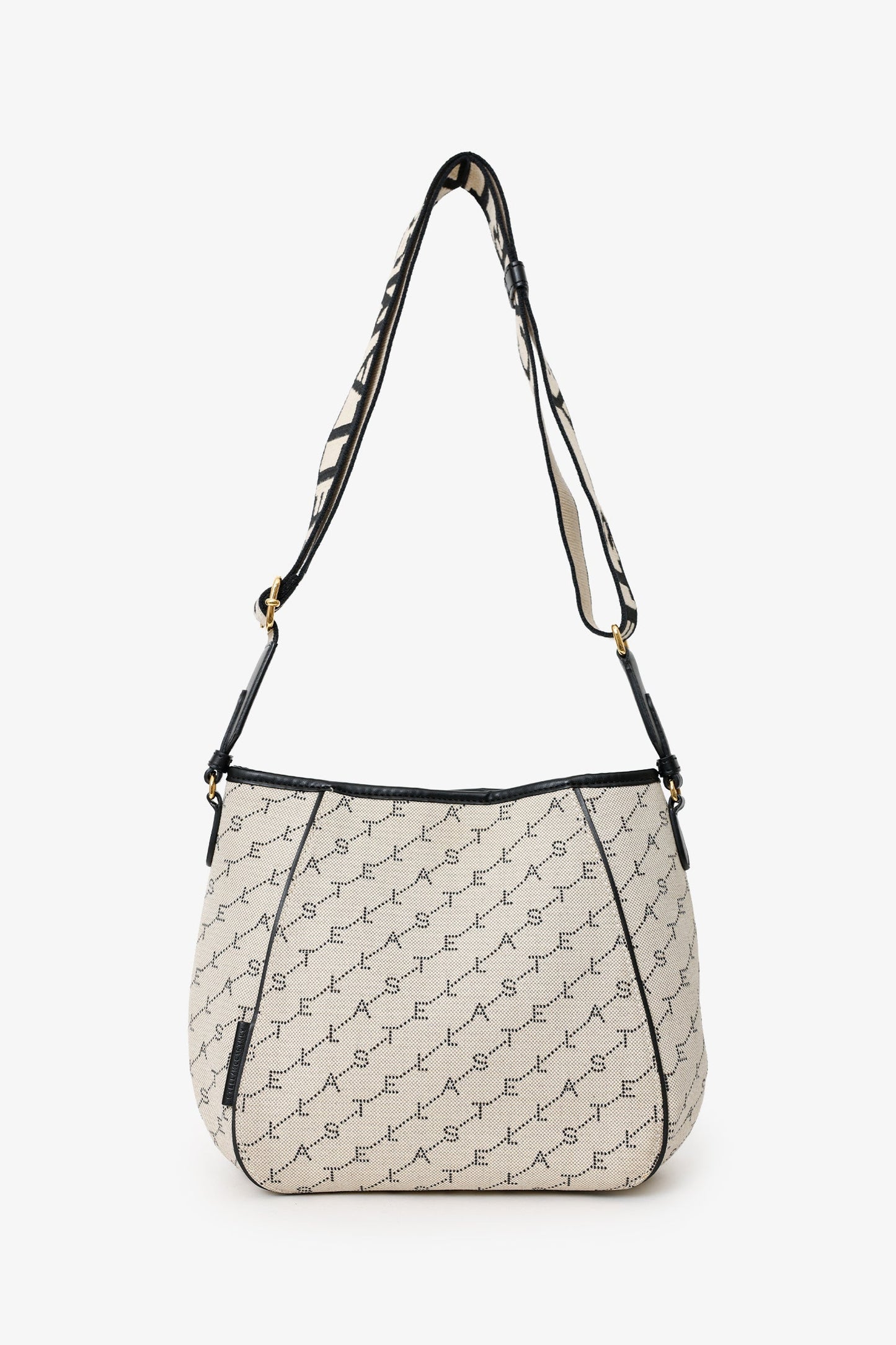 Stella McCartney Beige/Black Canvas Leather Trimmed Logo Monogram Tote
