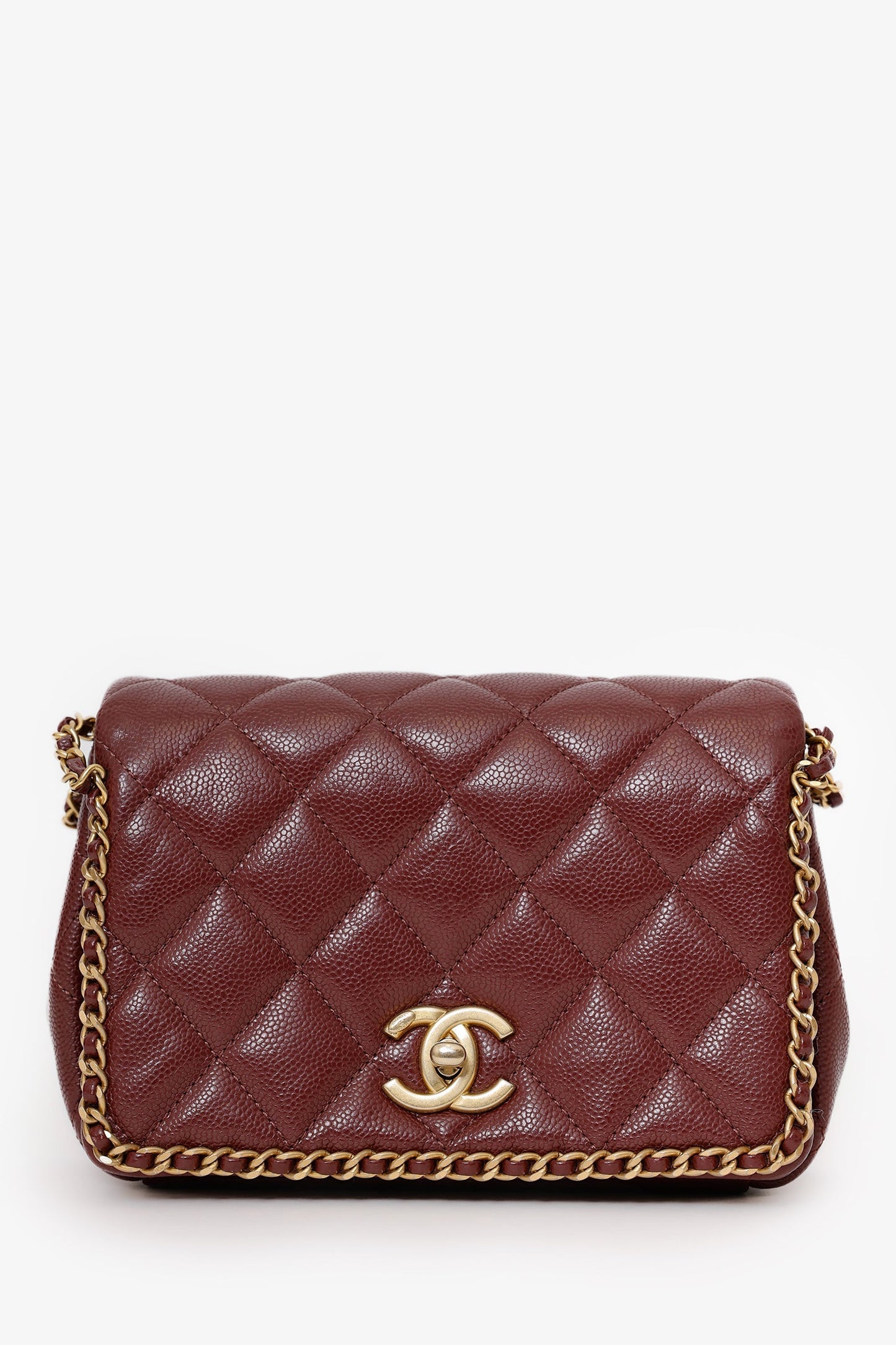 Chanel™ 22B Burgundy Caviar Never Ending Chain Flap Bag