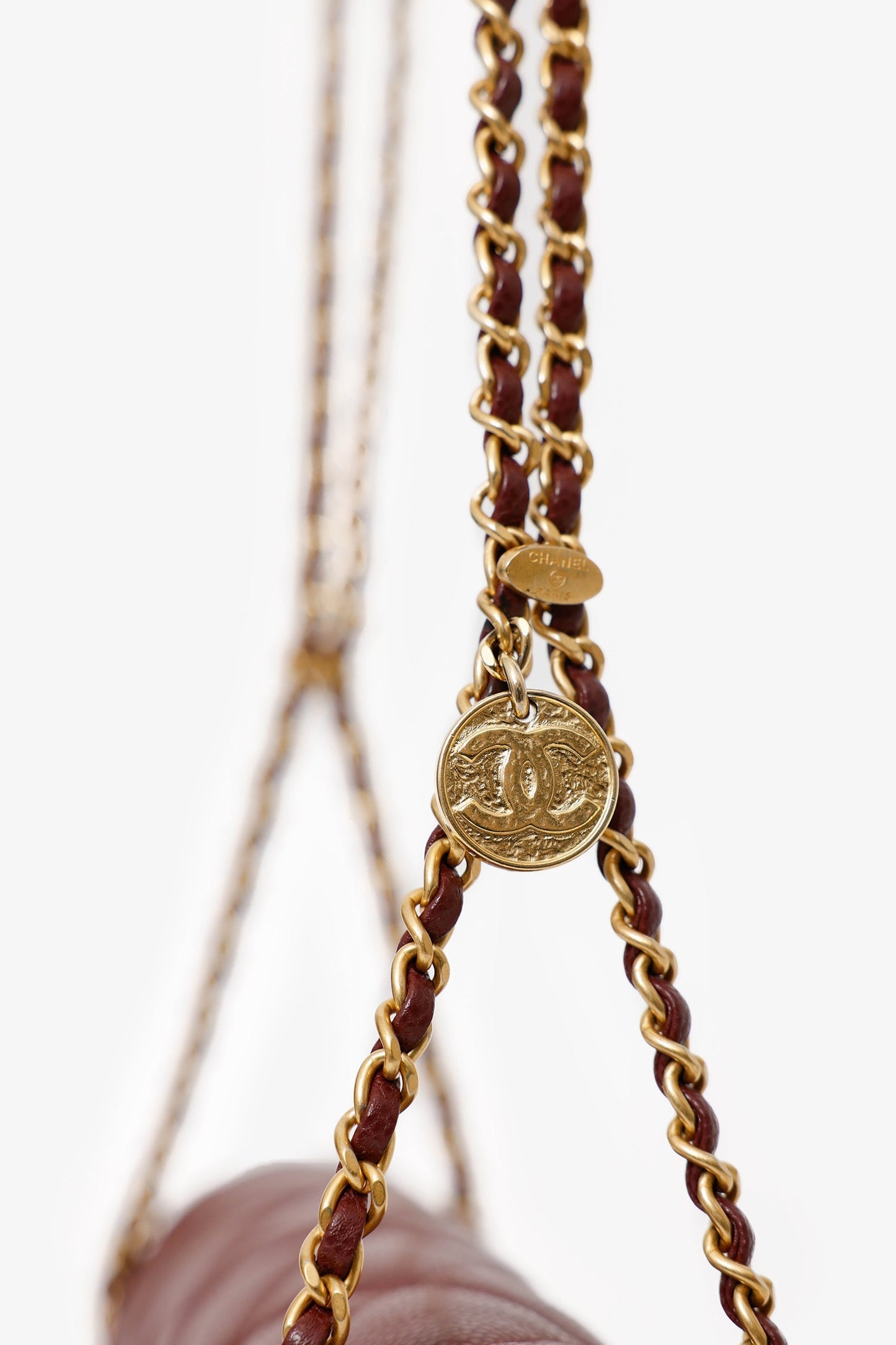 Chanel™ 22B Burgundy Caviar Never Ending Chain Flap Bag