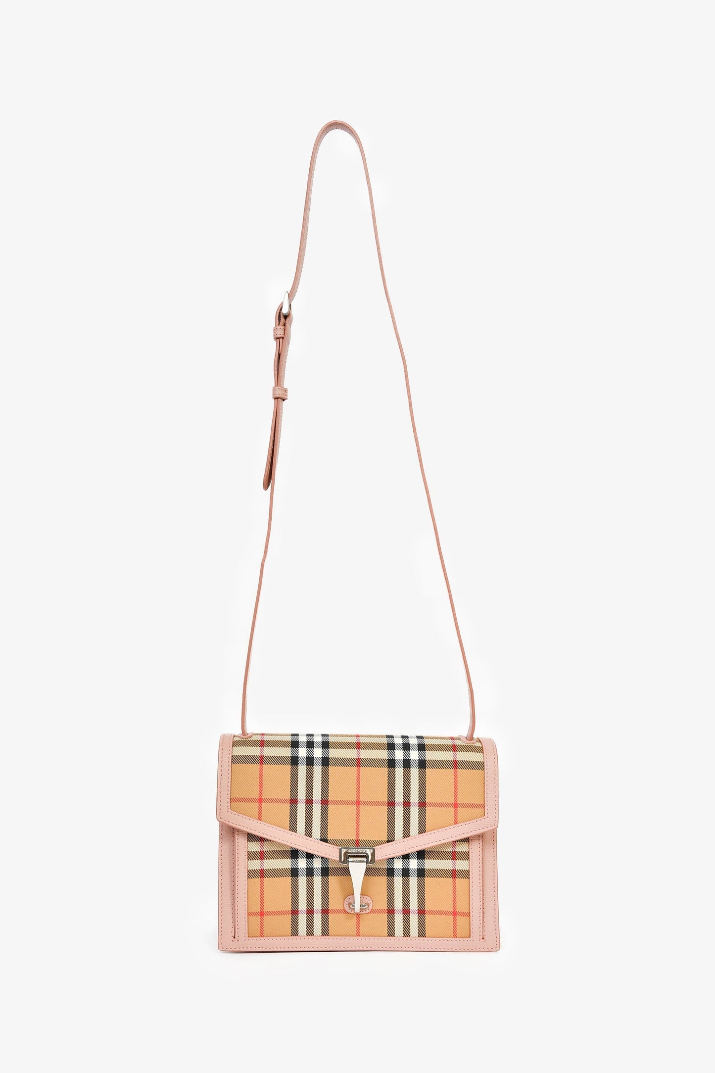 Burberry Beige Novacheck Canvas/Pink Leather Envelope Crossbody