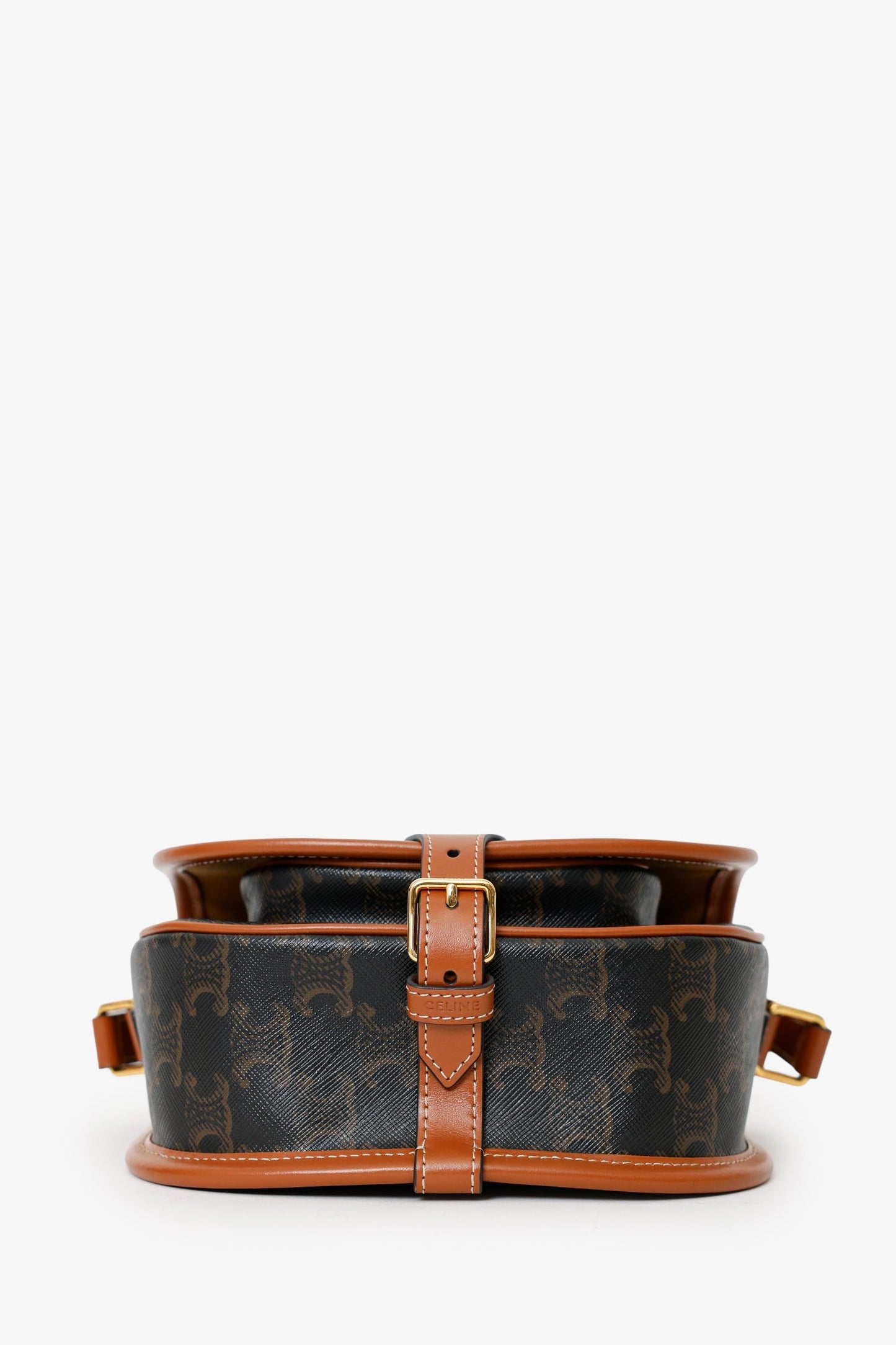 Celine Brown Triomphe Canvas Folco Crossbody Bag