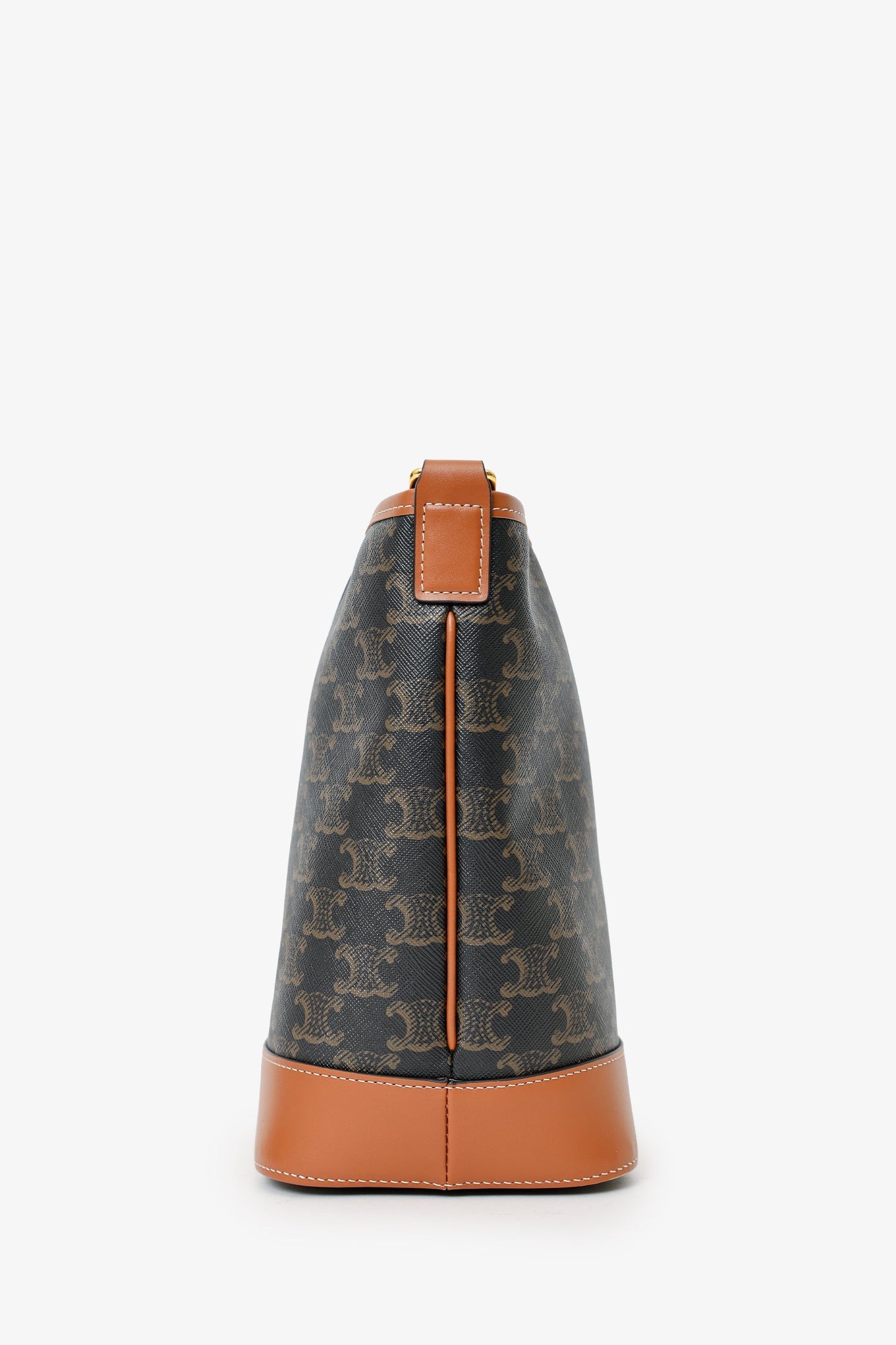 Celine Brown Triomphe Canvas Small Bucket Crossbody Bag