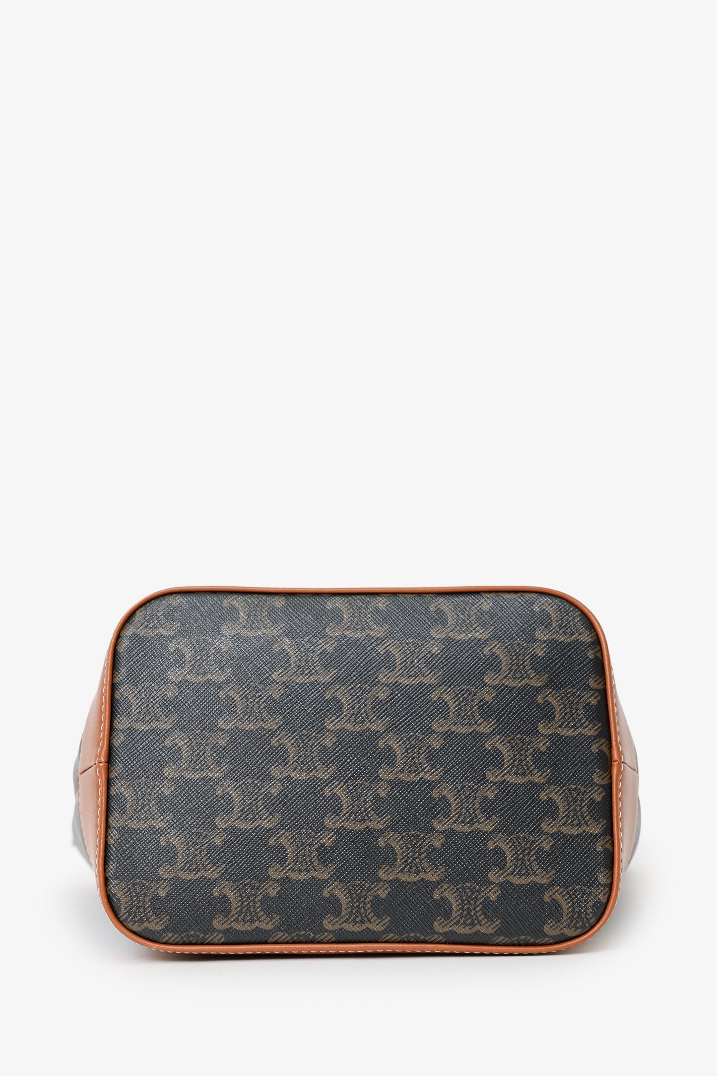 Celine Brown Triomphe Canvas Small Bucket Crossbody Bag