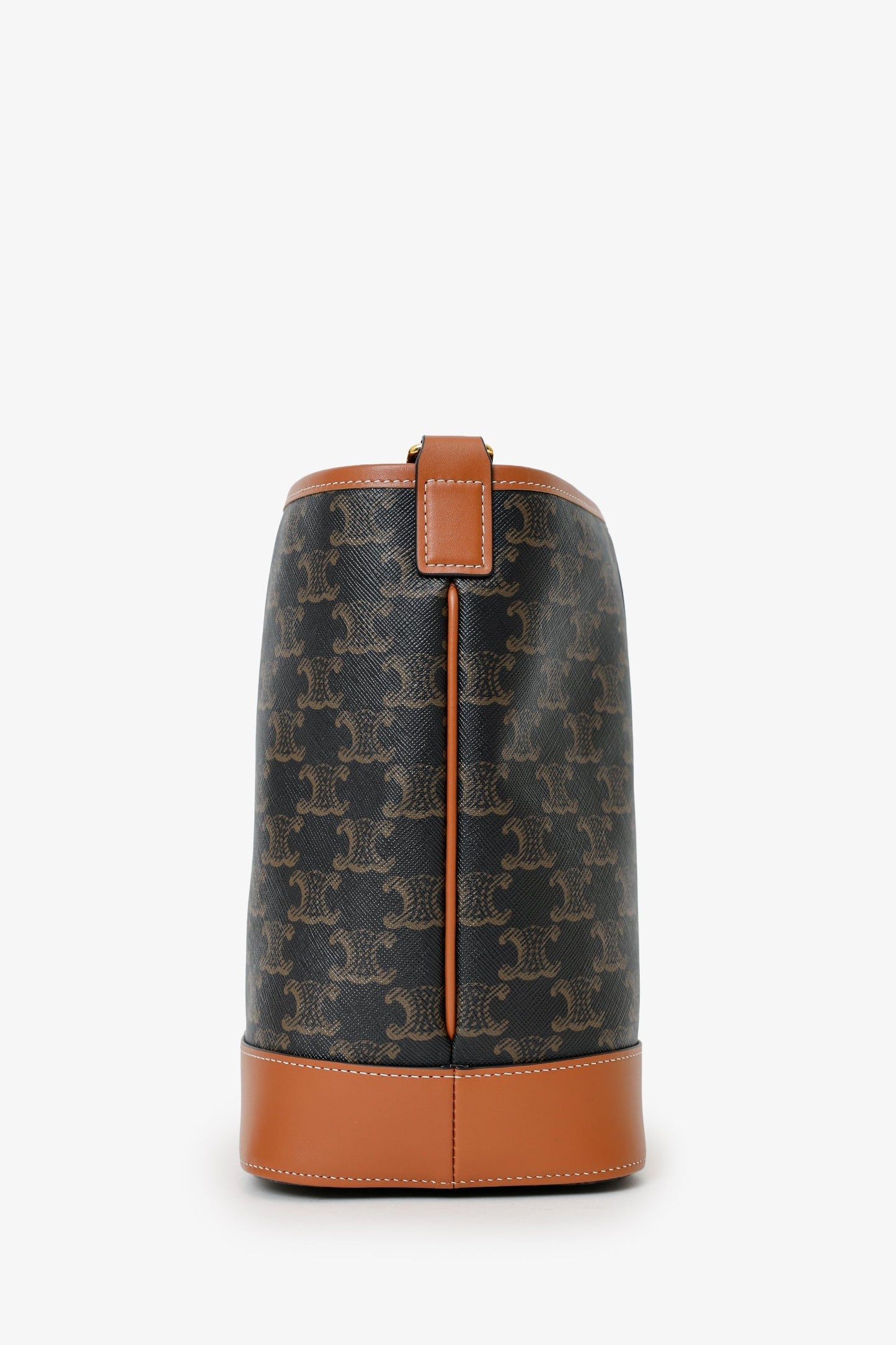 Celine Brown Triomphe Canvas Small Bucket Crossbody Bag