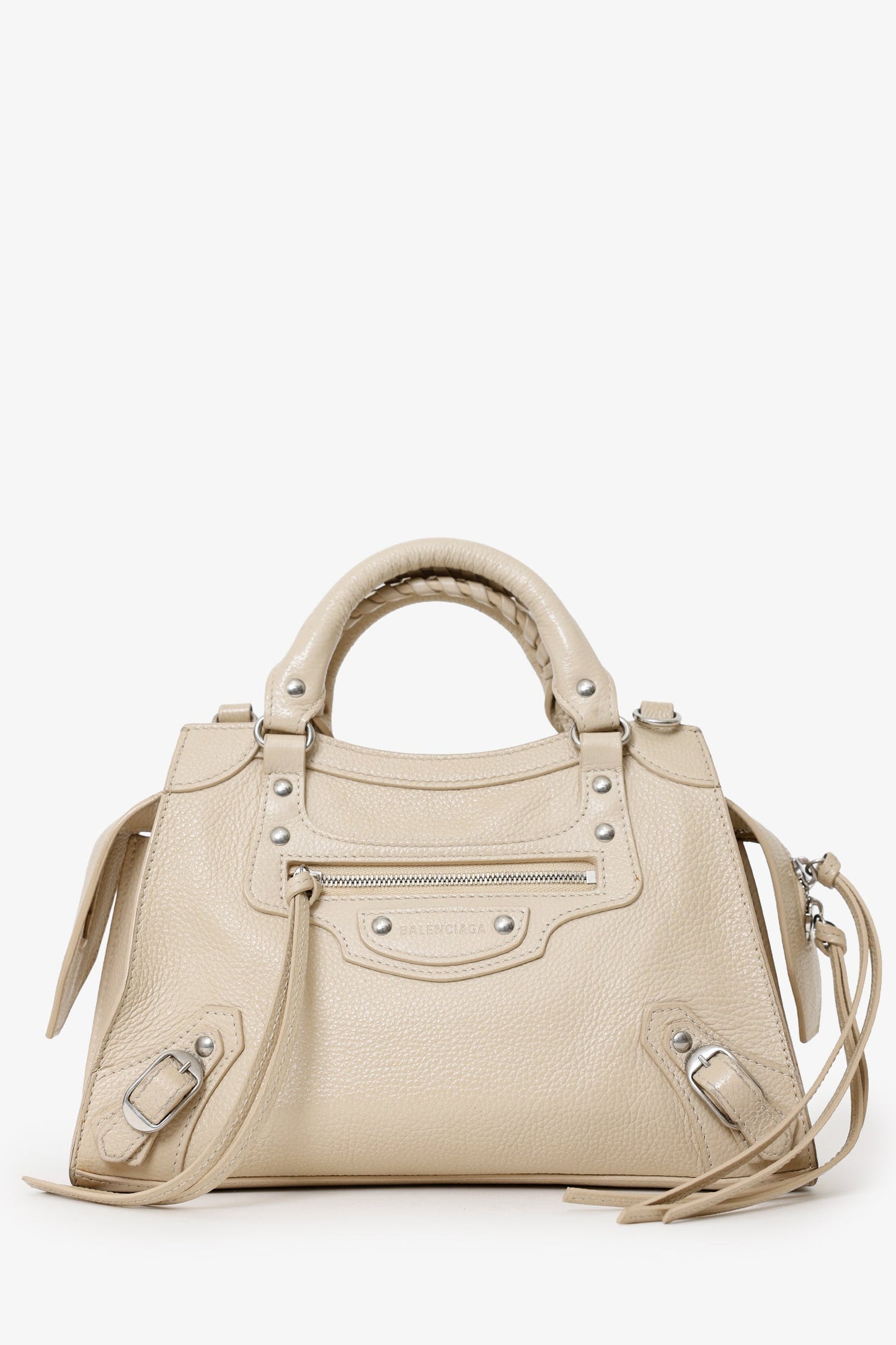 Balenciaga Beige Grained Calfskin Neo Classic Small Handle Bag