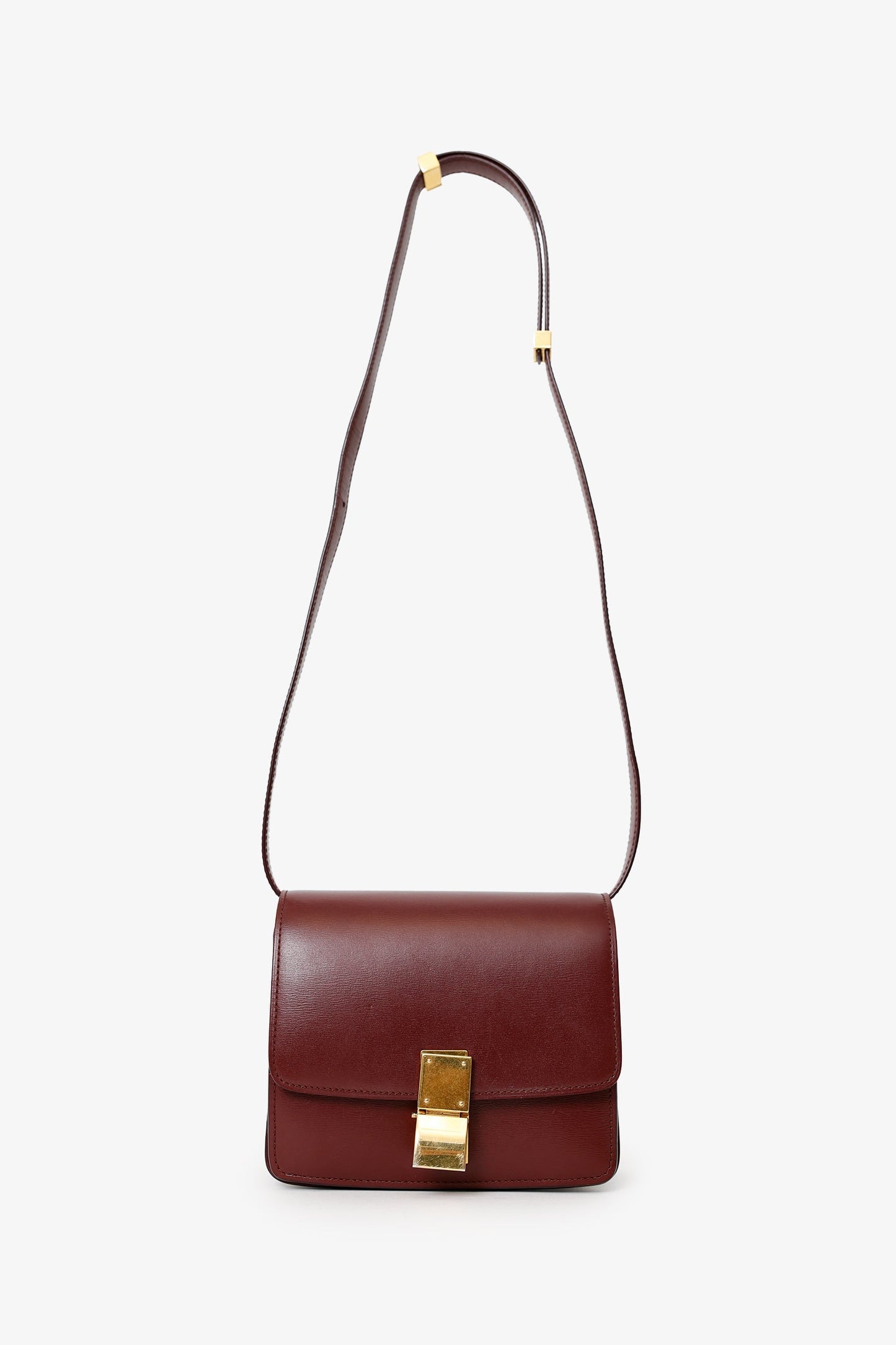 Celine Burgundy Leather Small Box Bag