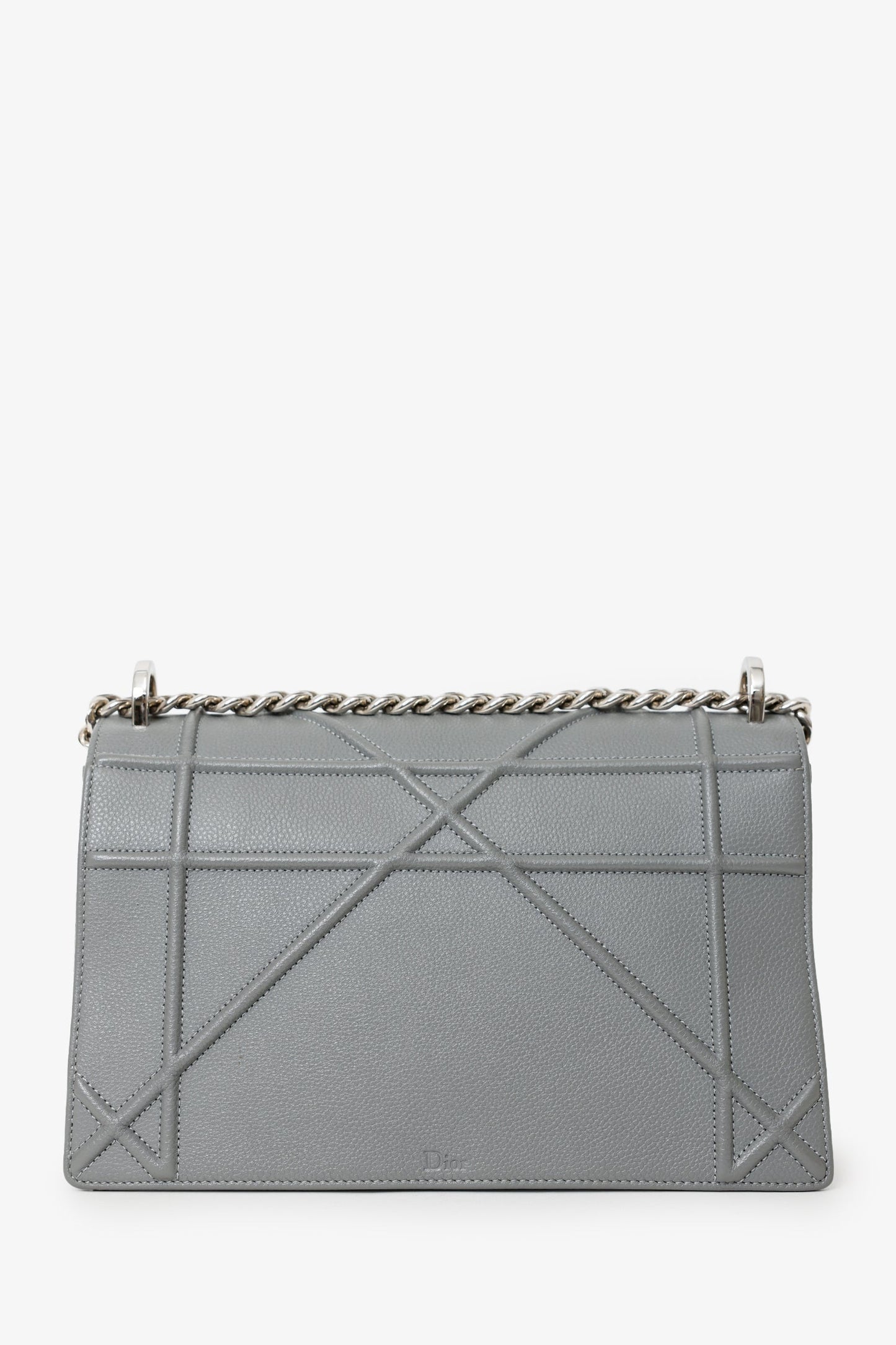 Christian Dior 2015 Grey Grained Leather Medium Diorama Shoulder Bag