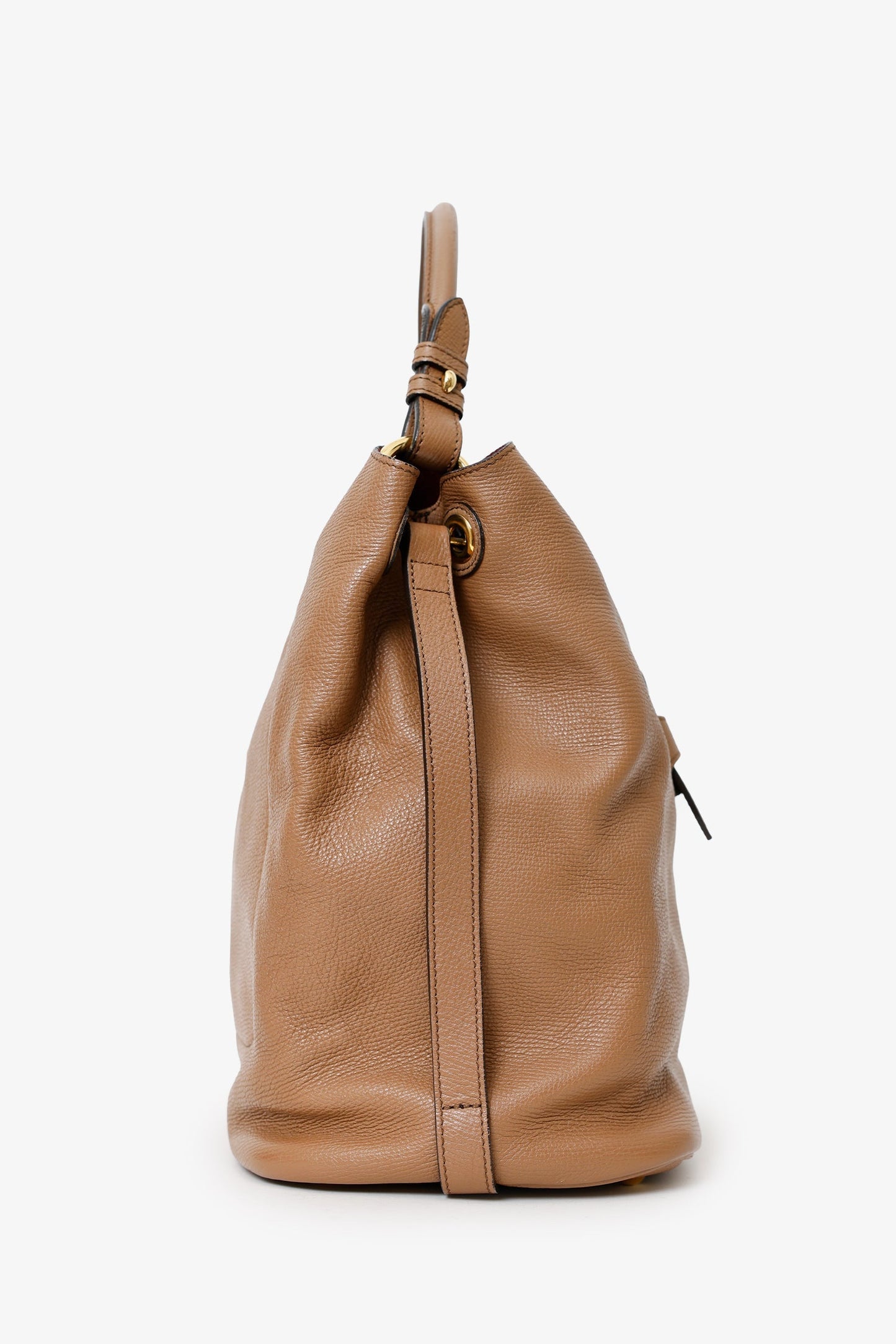 Burberry Brown Leather Medium Buckle Sycamore Hobo