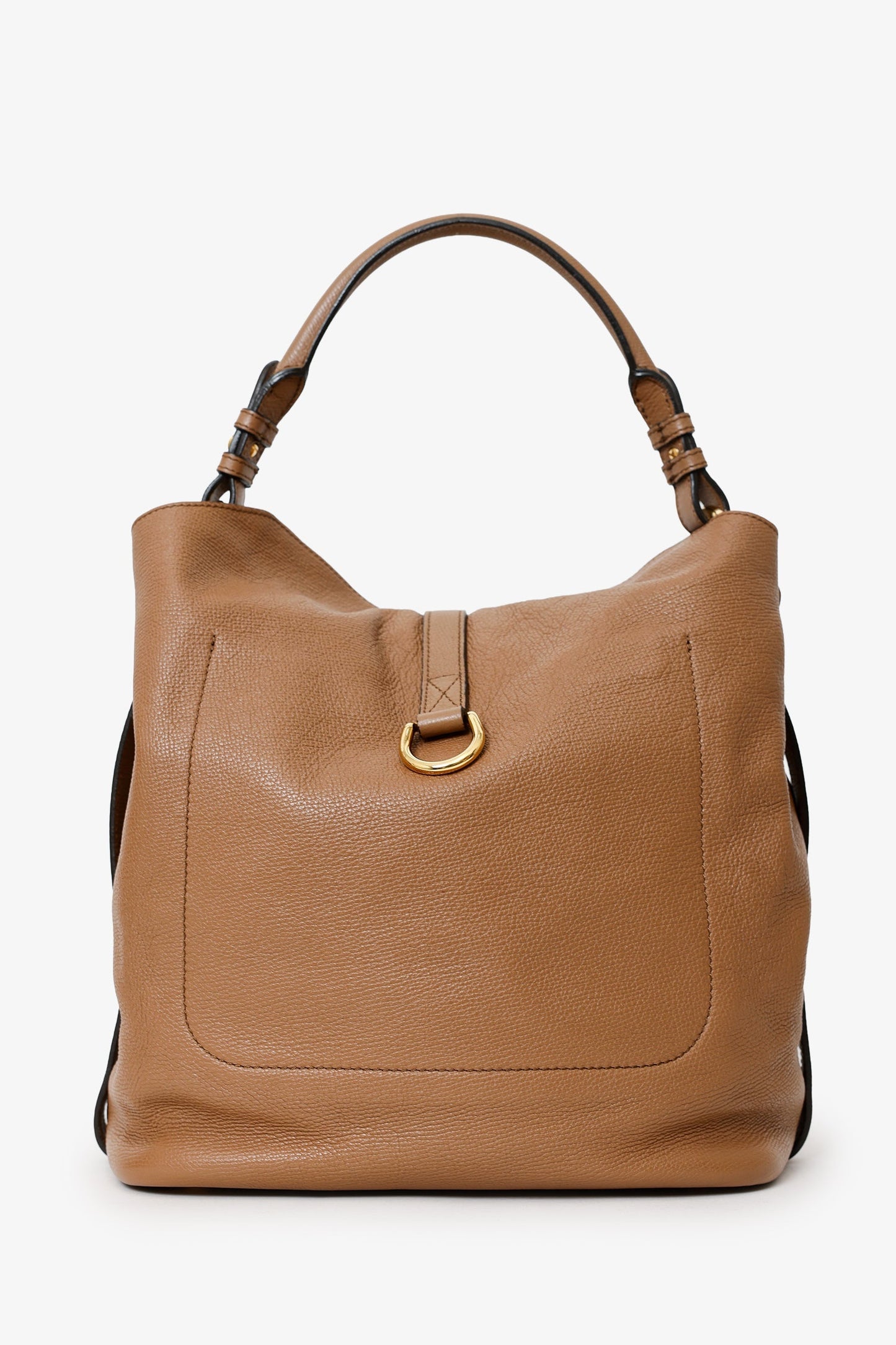 Burberry Brown Leather Medium Buckle Sycamore Hobo