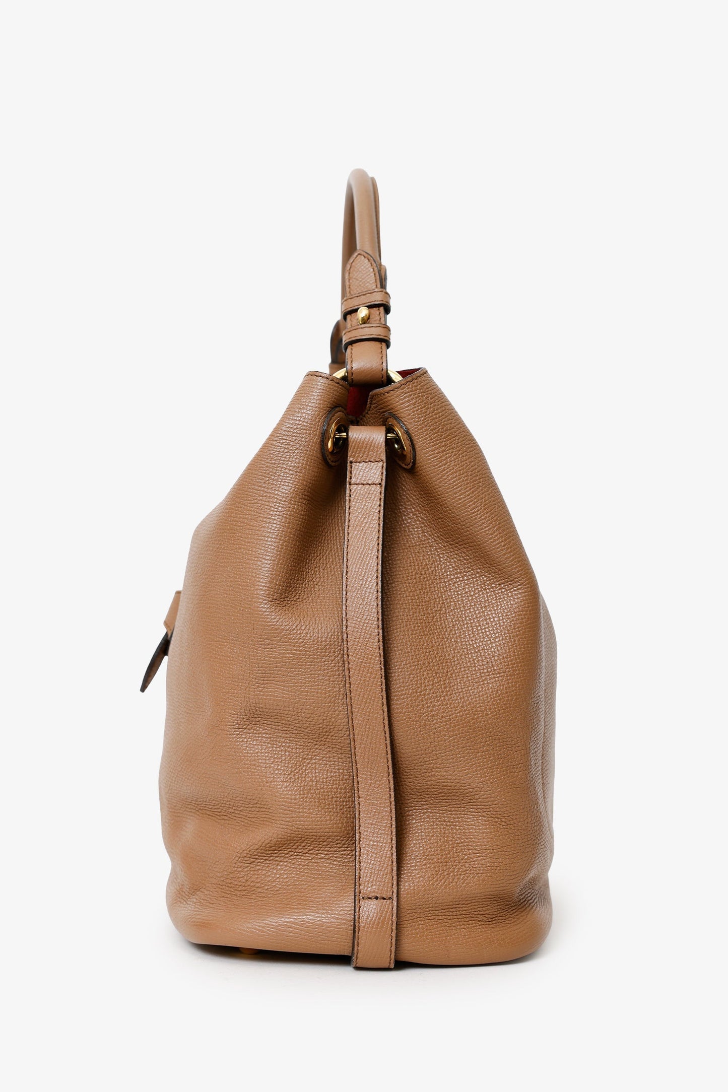 Burberry Brown Leather Medium Buckle Sycamore Hobo