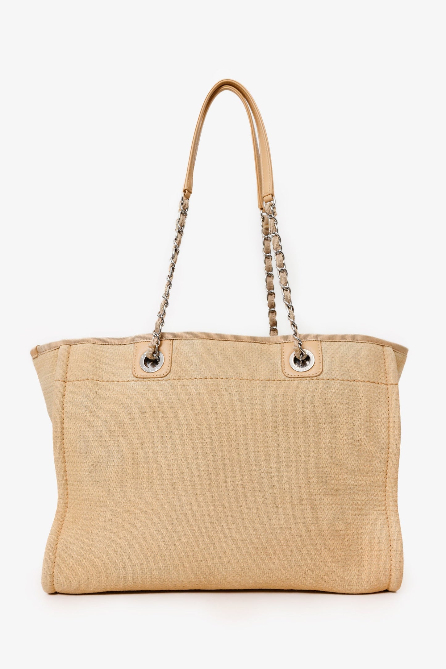 Chanel™ 2022 Beige Canvas Deauville Small Shopping Tote Bag