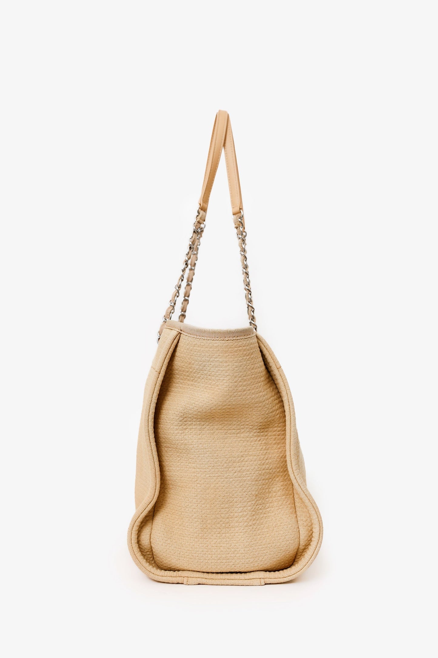 Chanel™ 2022 Beige Canvas Deauville Small Shopping Tote Bag