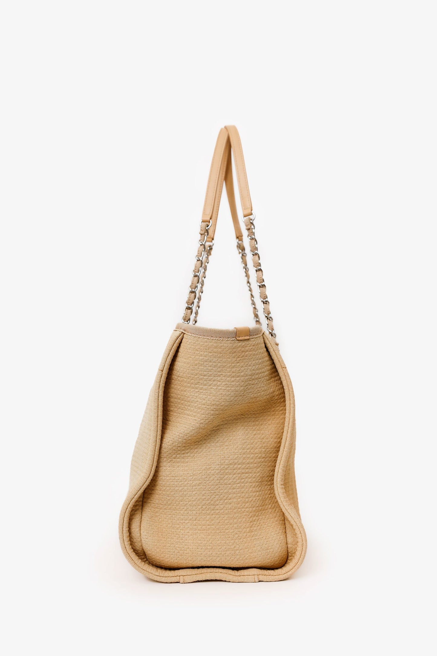 Chanel™ 2022 Beige Canvas Deauville Small Shopping Tote Bag