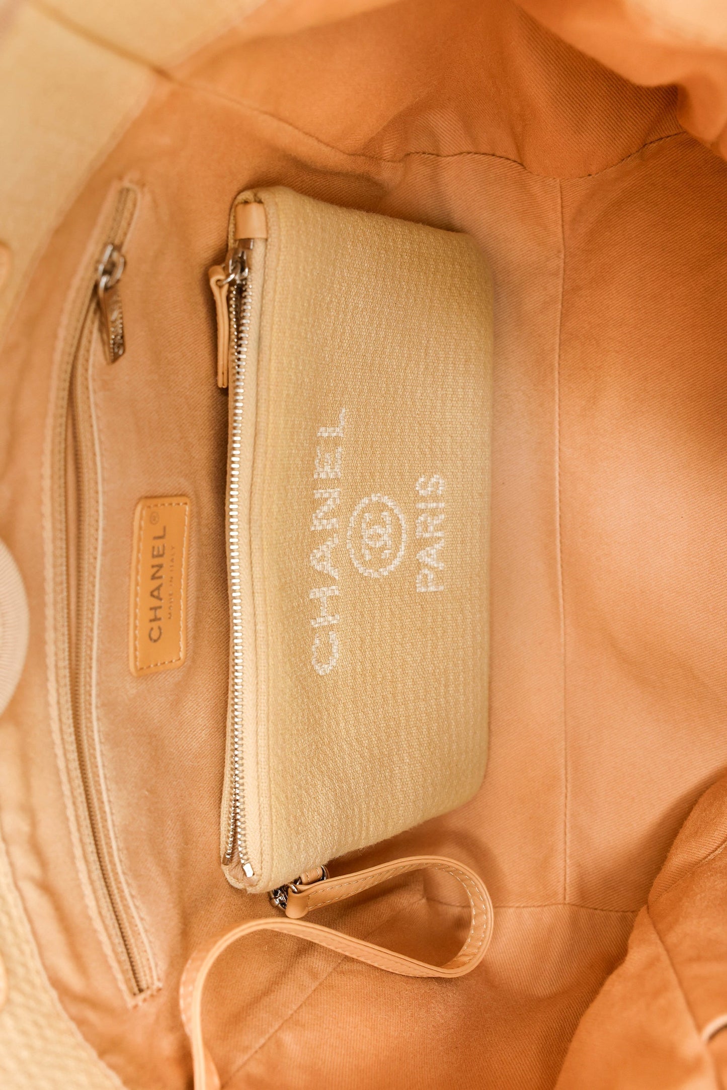 Chanel™ 2022 Beige Canvas Deauville Small Shopping Tote Bag