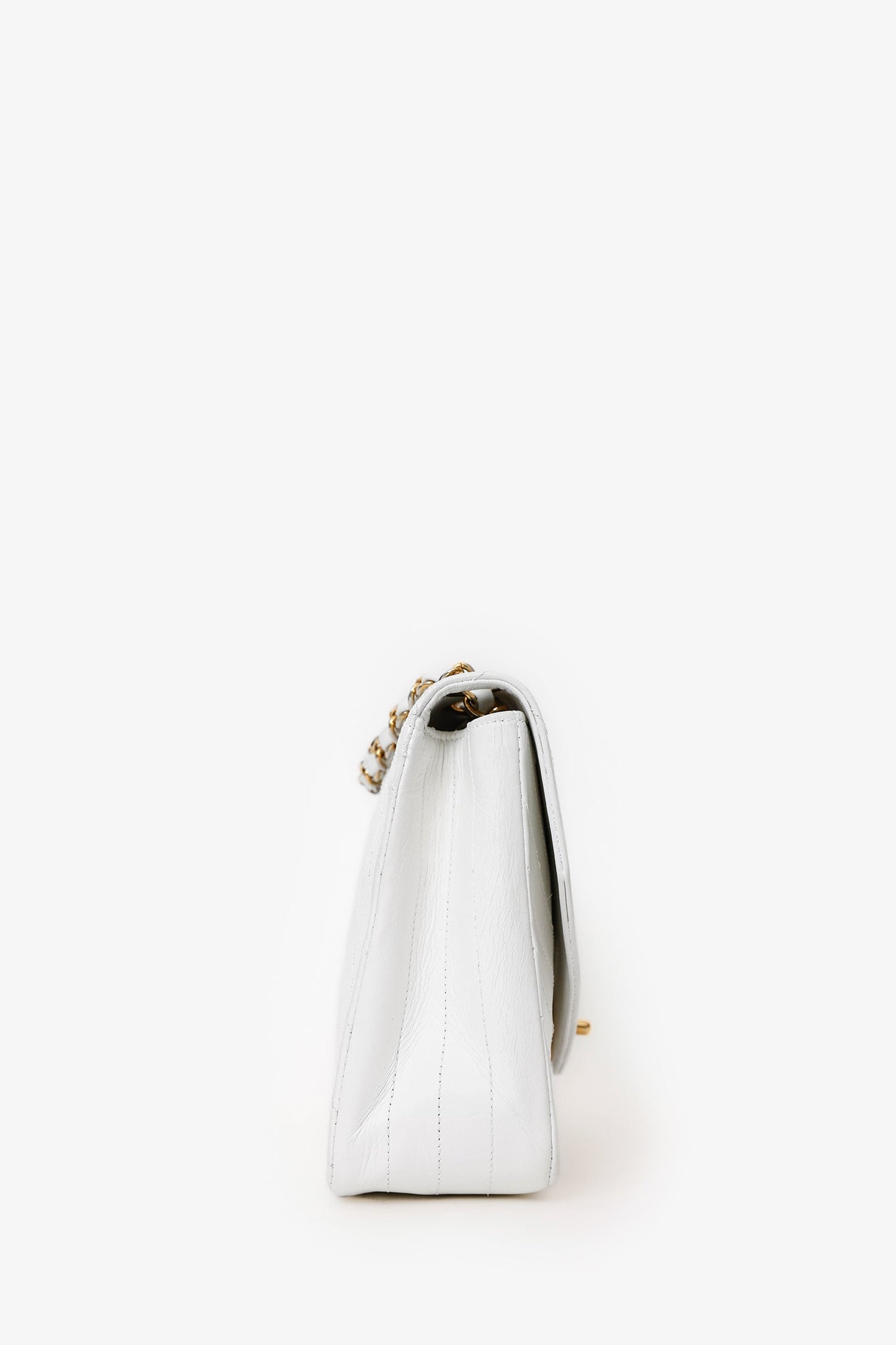 Chanel™ White Lambskin Half Moon Flap Bag ''