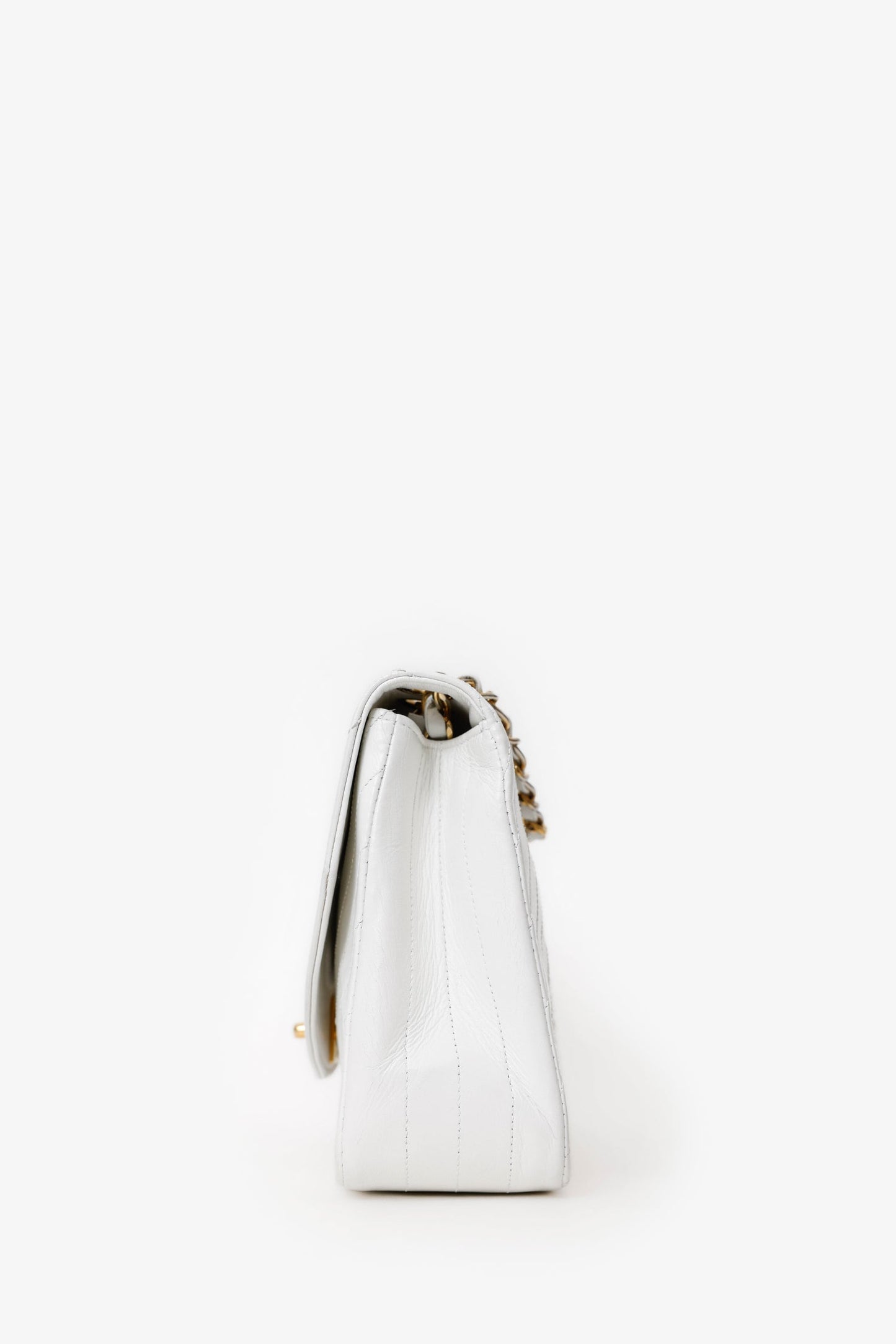Chanel™ White Lambskin Half Moon Flap Bag ''