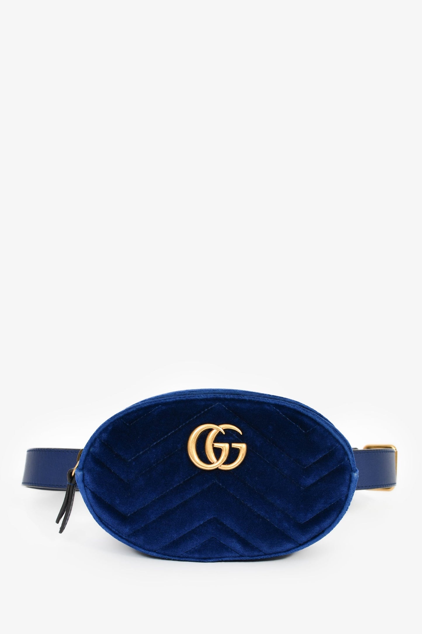 Gucci Blue Velvet Chevron Belt Bag