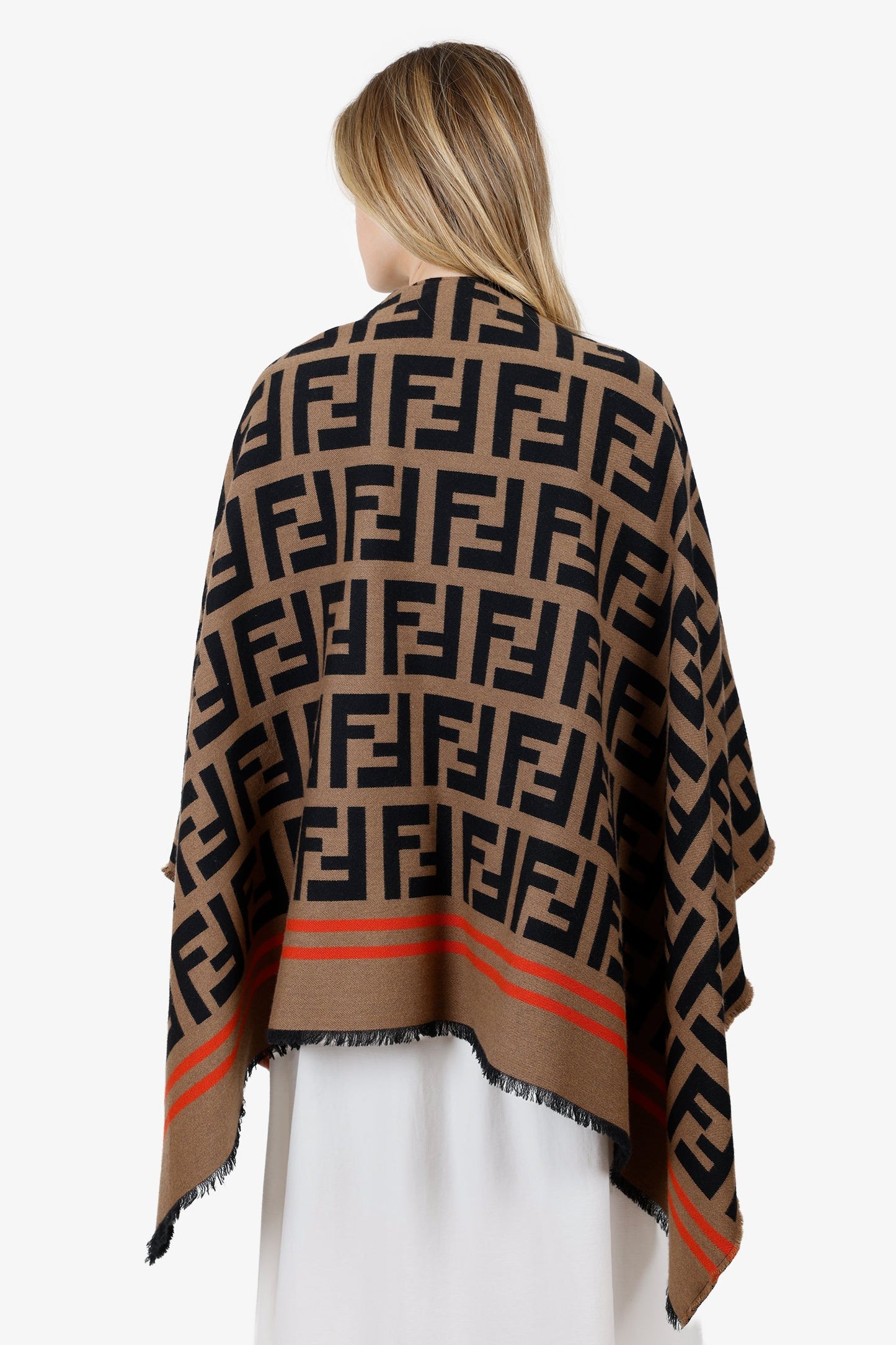 Fendi Brown Zucca Print Mock Neck Poncho