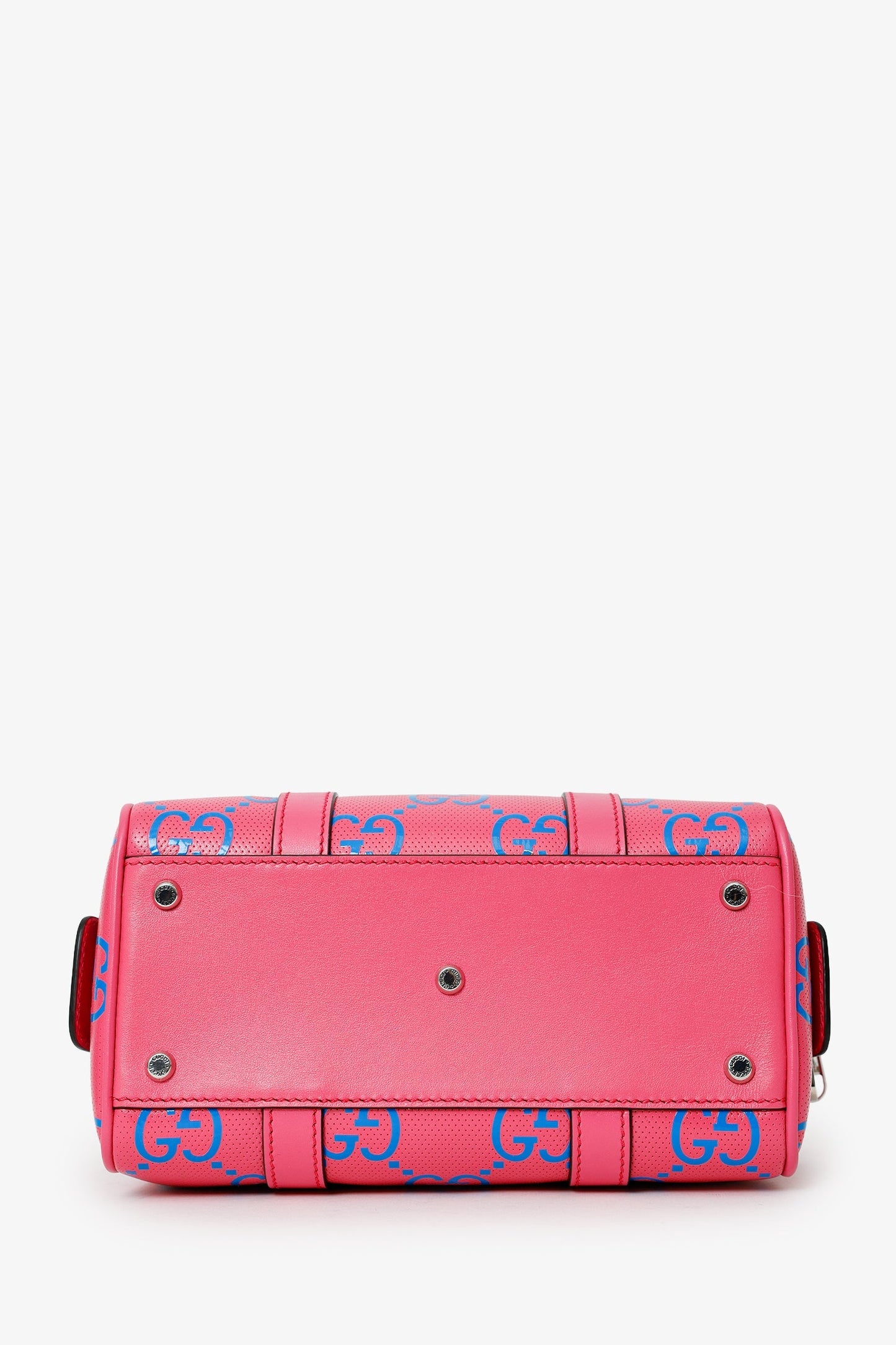 Gucci Pink/Blue GG Embossed Mini Top Handle Duffle Bag Crossbody