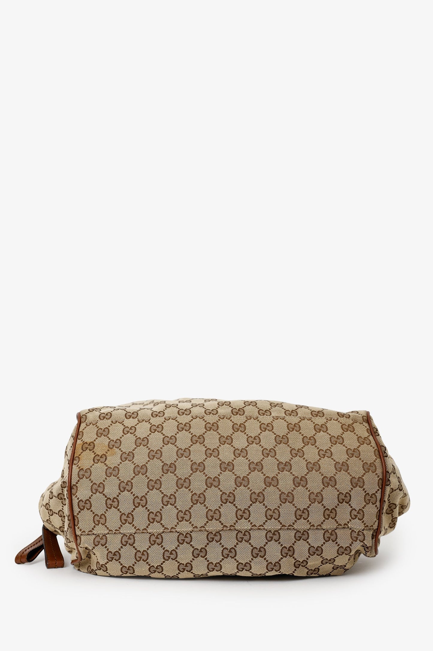 Gucci Beige/Brown GG Canvas Leather Trimmed Sukey Top Handle With Strap
