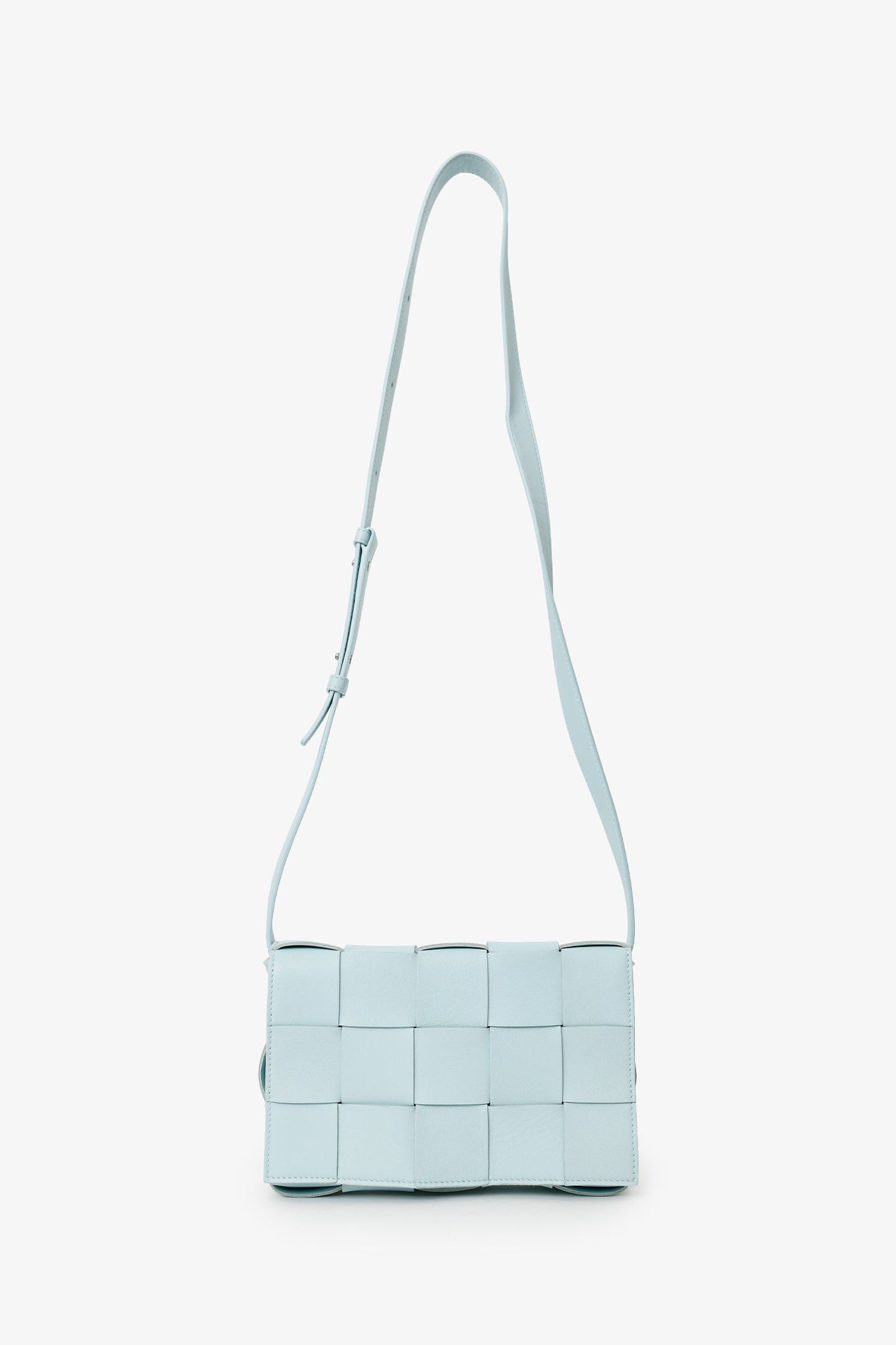 Bottega Veneta Light Blue Intrecciato Leather Cassette Crossbody Bag