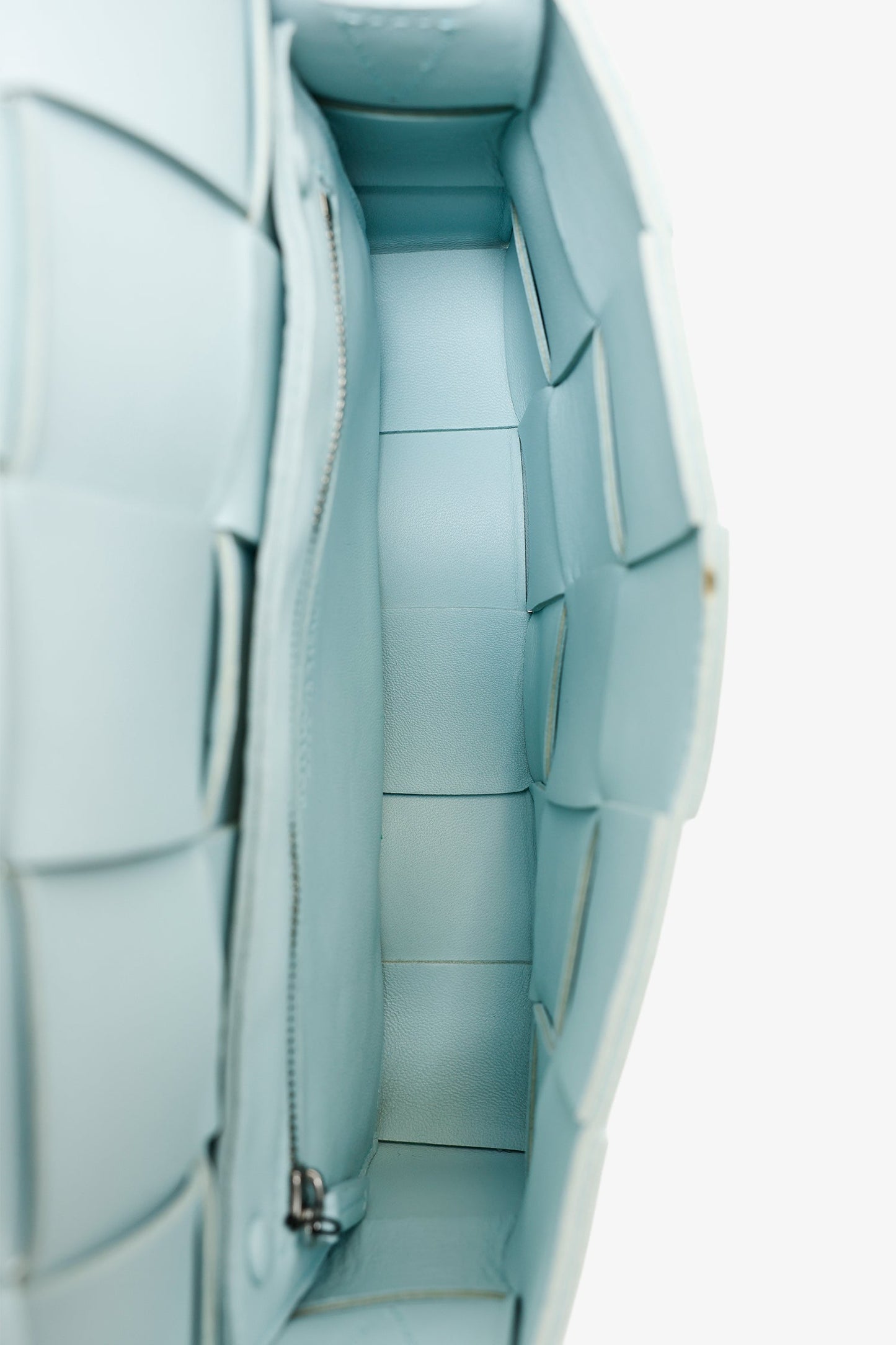 Bottega Veneta Light Blue Intrecciato Leather Cassette Crossbody Bag