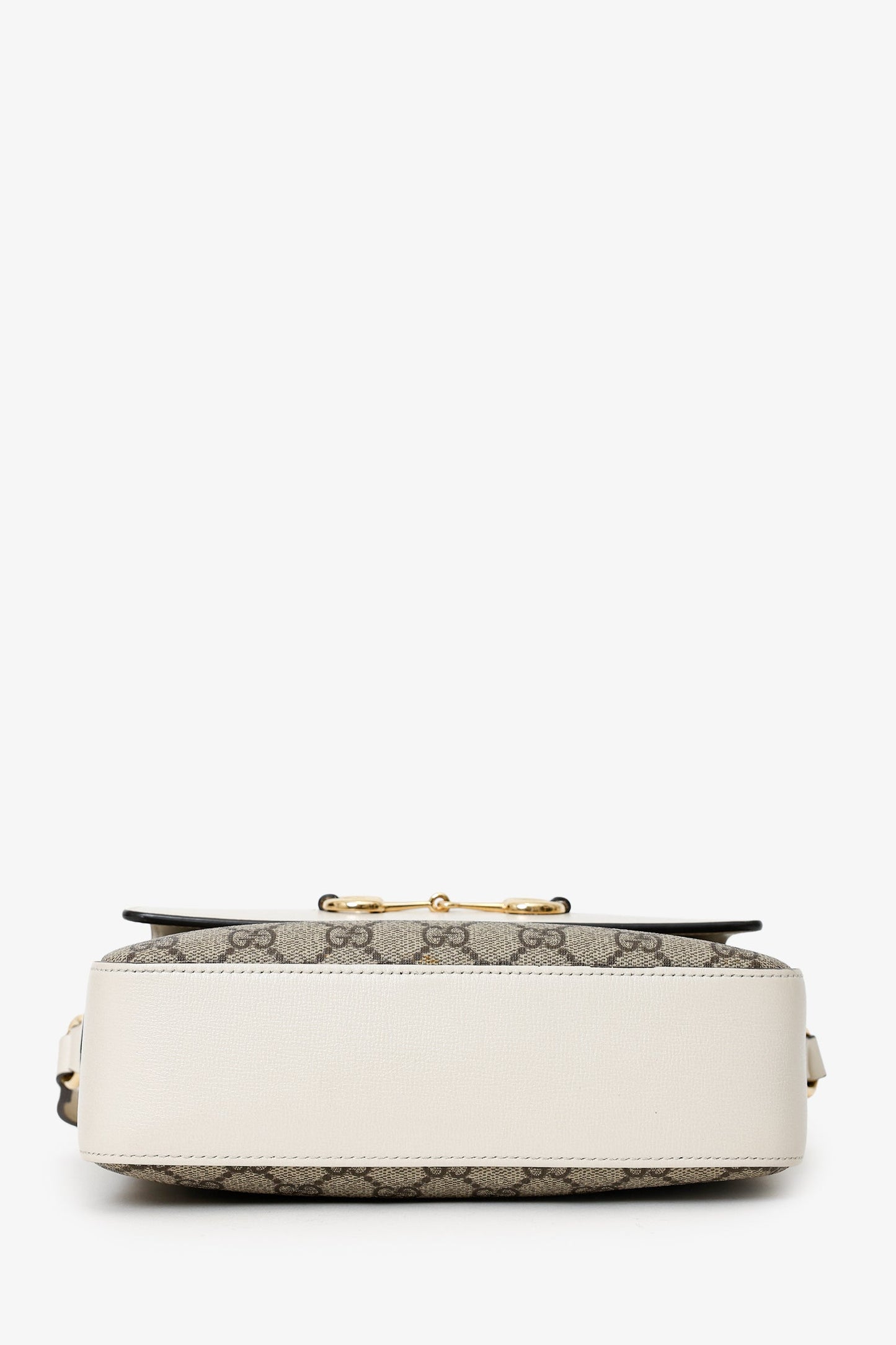Gucci White Leather GG Supreme Horsebit 1955 Crossbody Bag