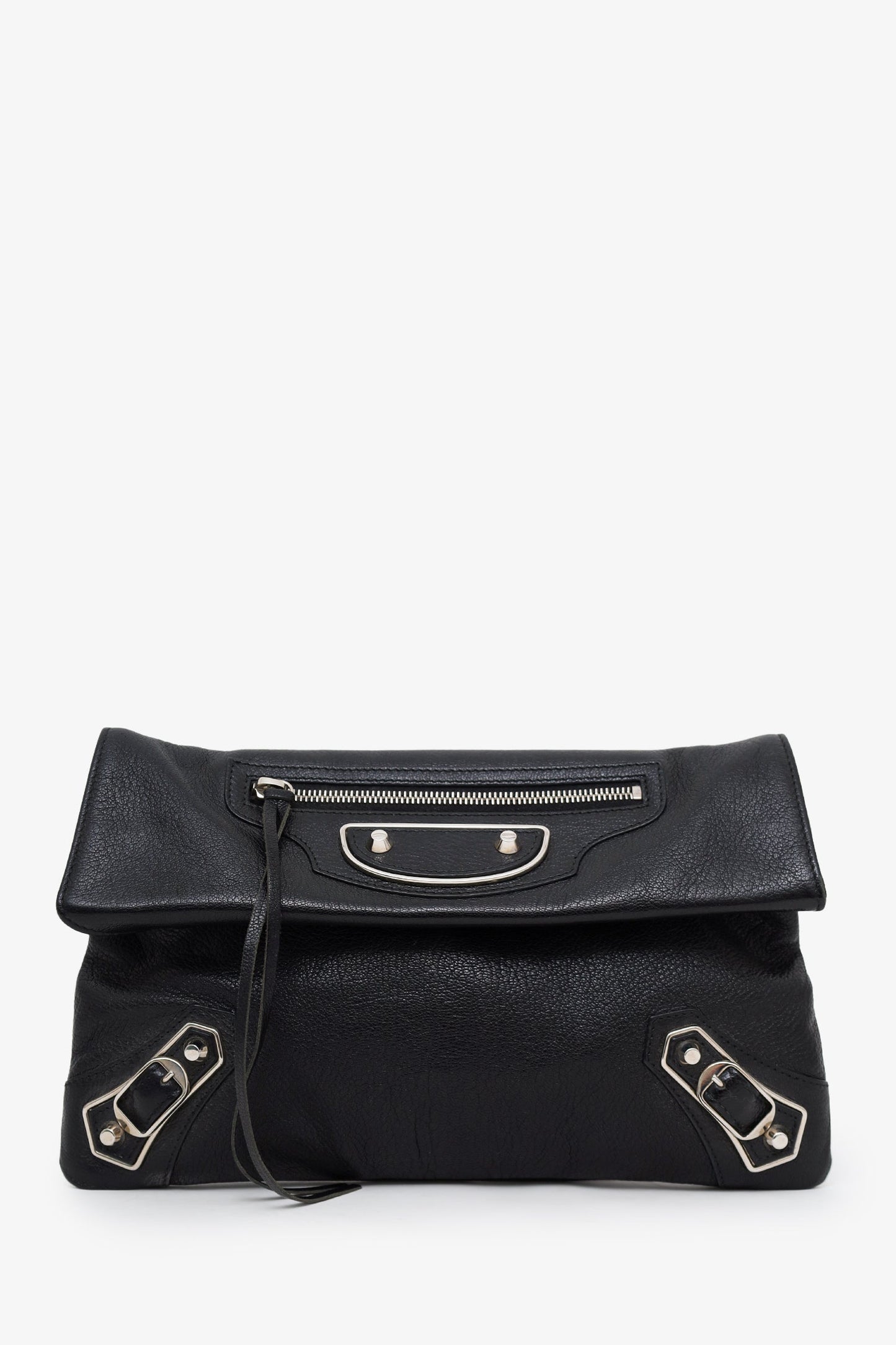 Balenciaga Black Leather City Envelope Clutch Bag With Strap