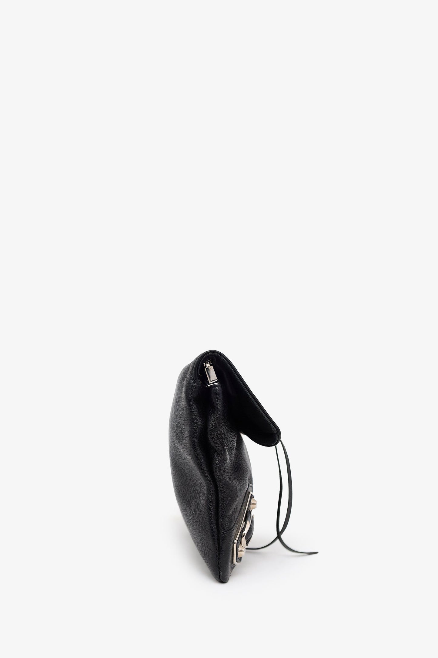 Balenciaga Black Leather City Envelope Clutch Bag With Strap