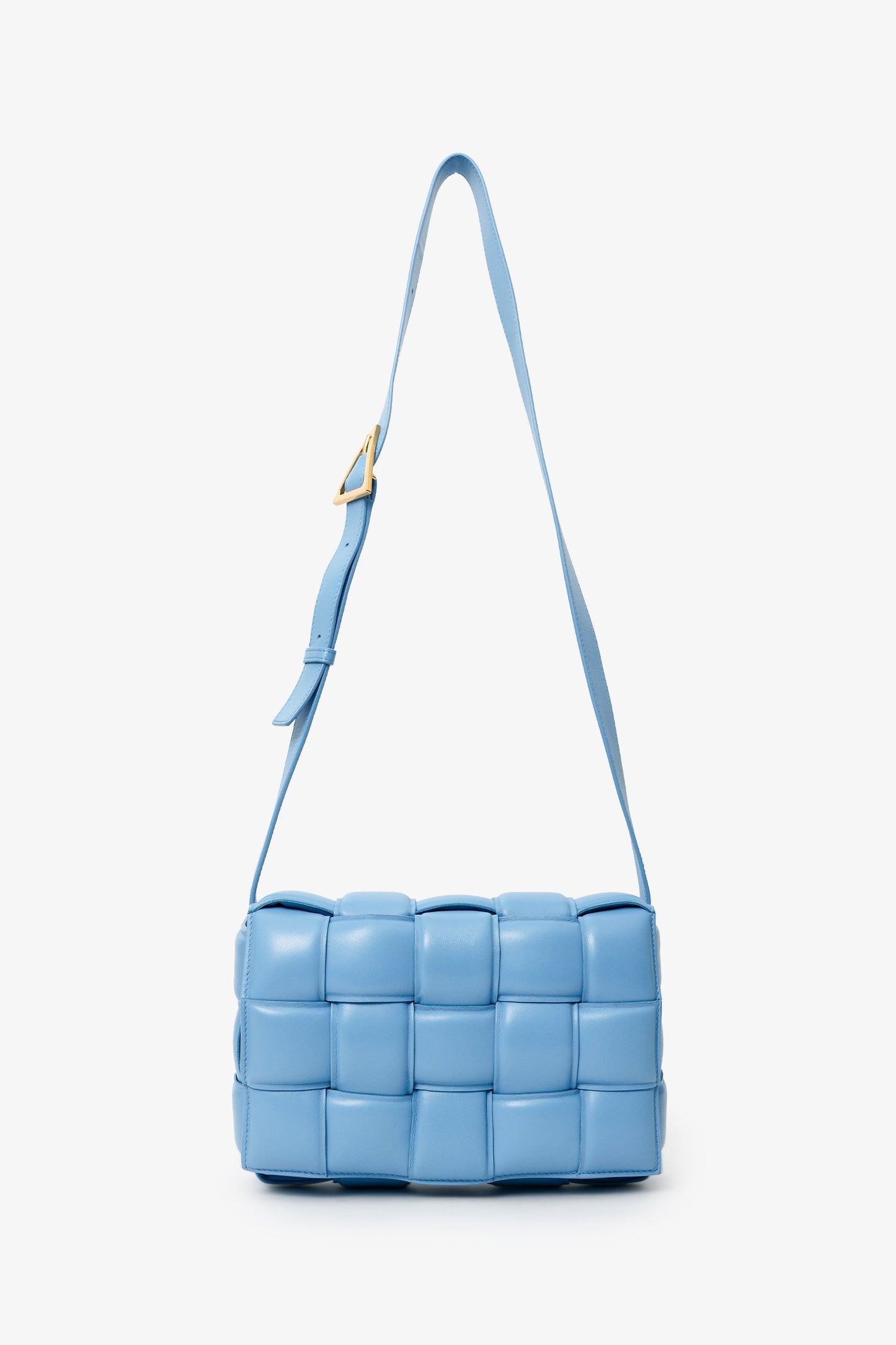 Bottega Veneta Blue Leather Intrecciato Padded Cassette Crossbody