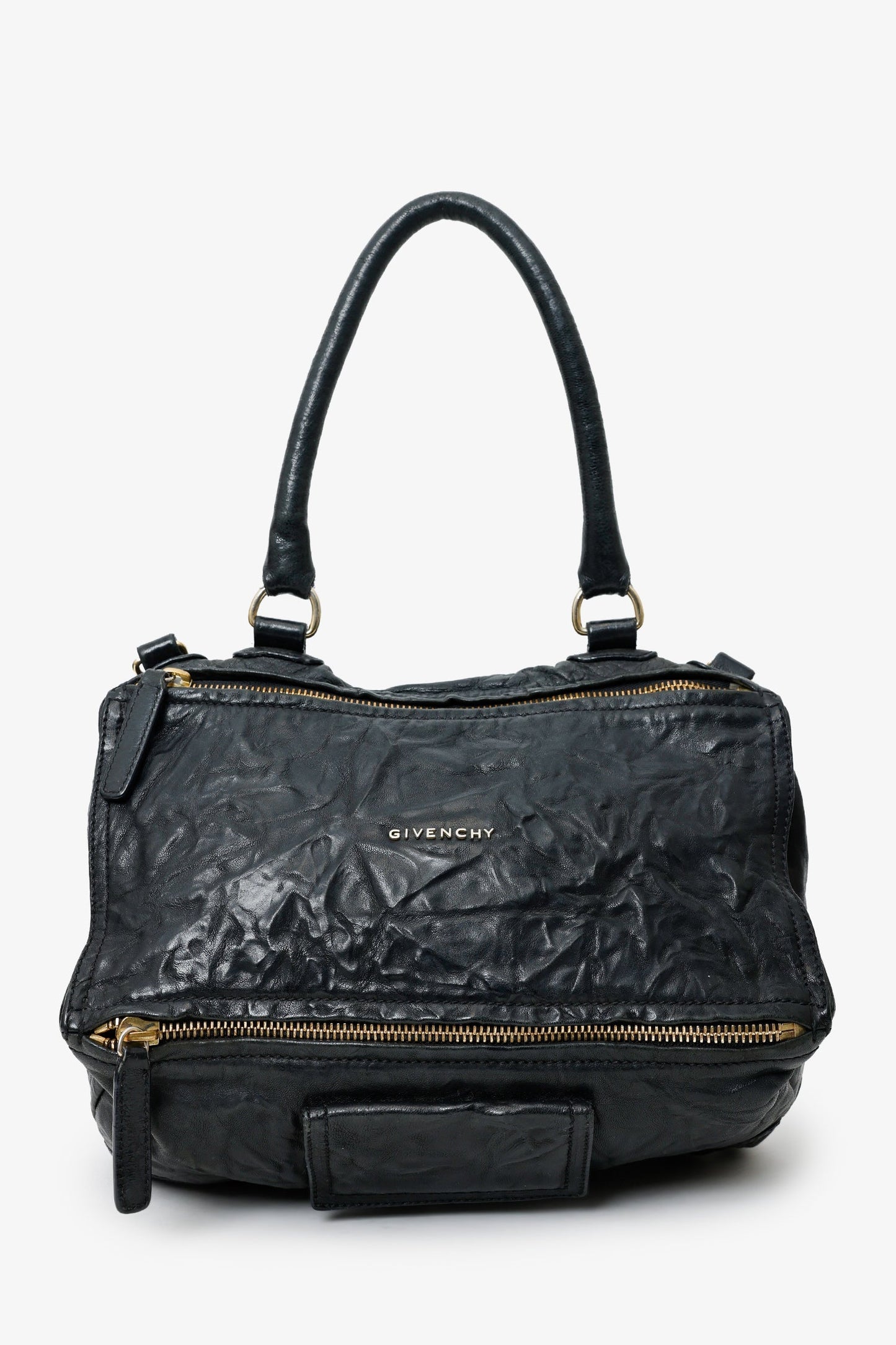 Givenchy Black Wrinkled Sheepskin Leather Medium Pandora Bag