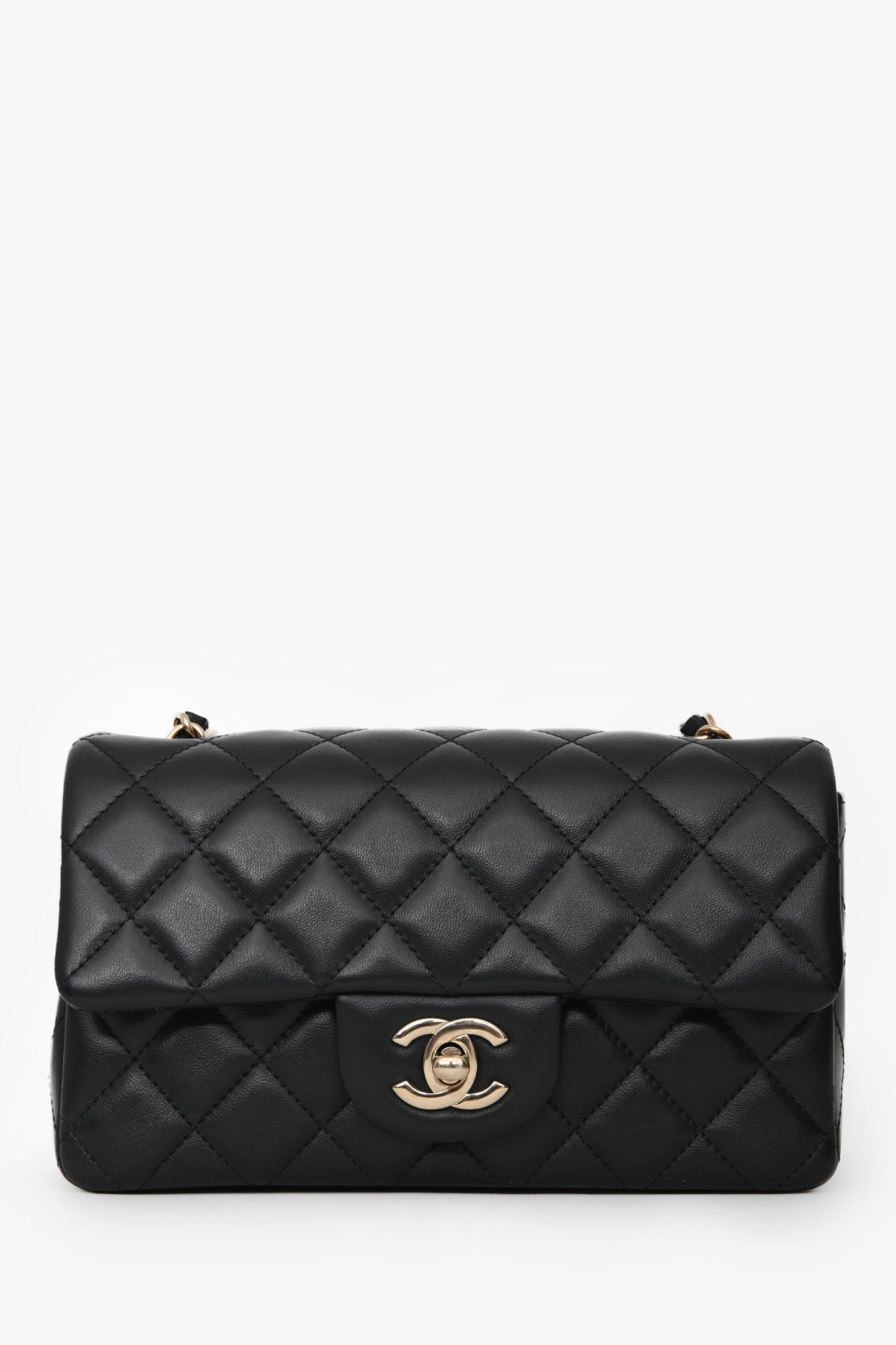 Chanel™ Black Lambskin Rectangular Mini Classic Flap Bag