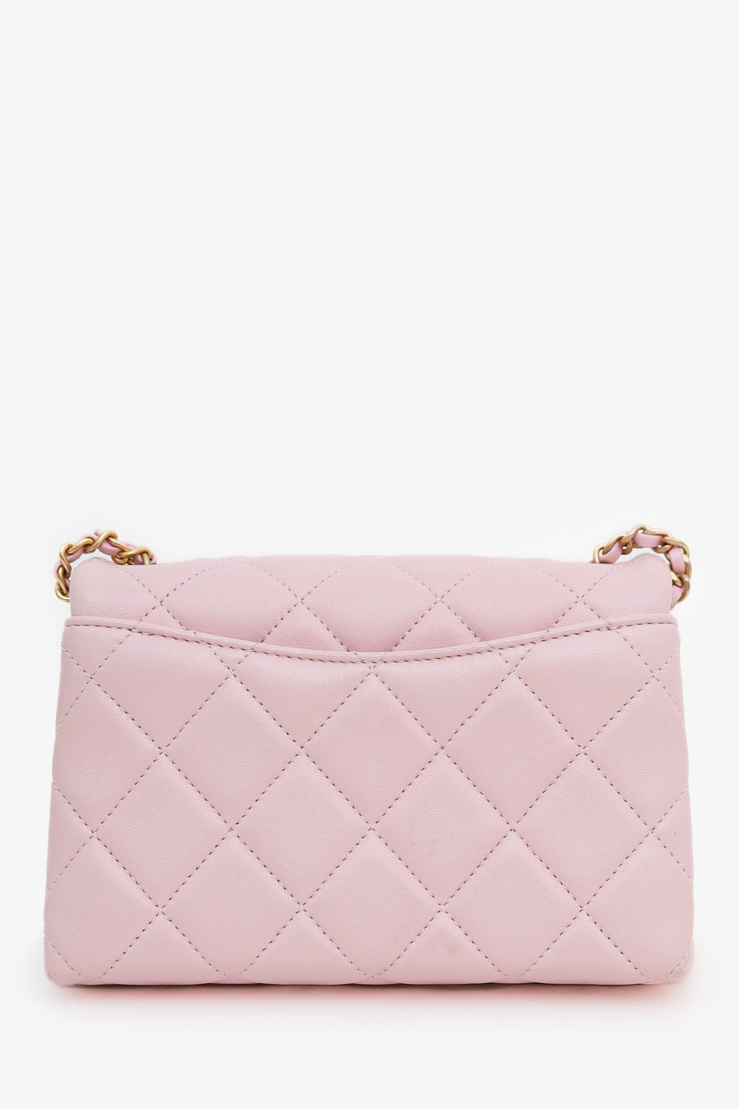 Chanel™ 24A Light Pink Quilted Lambskin Small CC Enamel Flap Bag