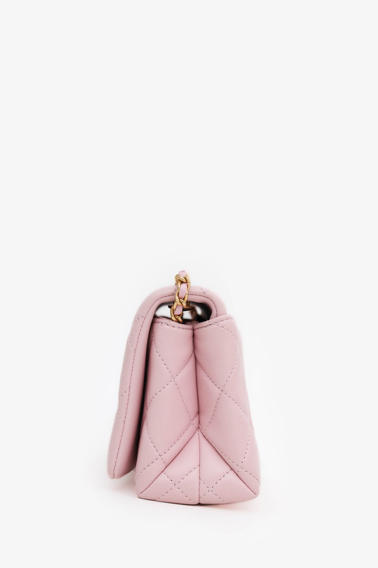 Chanel™ 24A Light Pink Quilted Lambskin Small CC Enamel Flap Bag