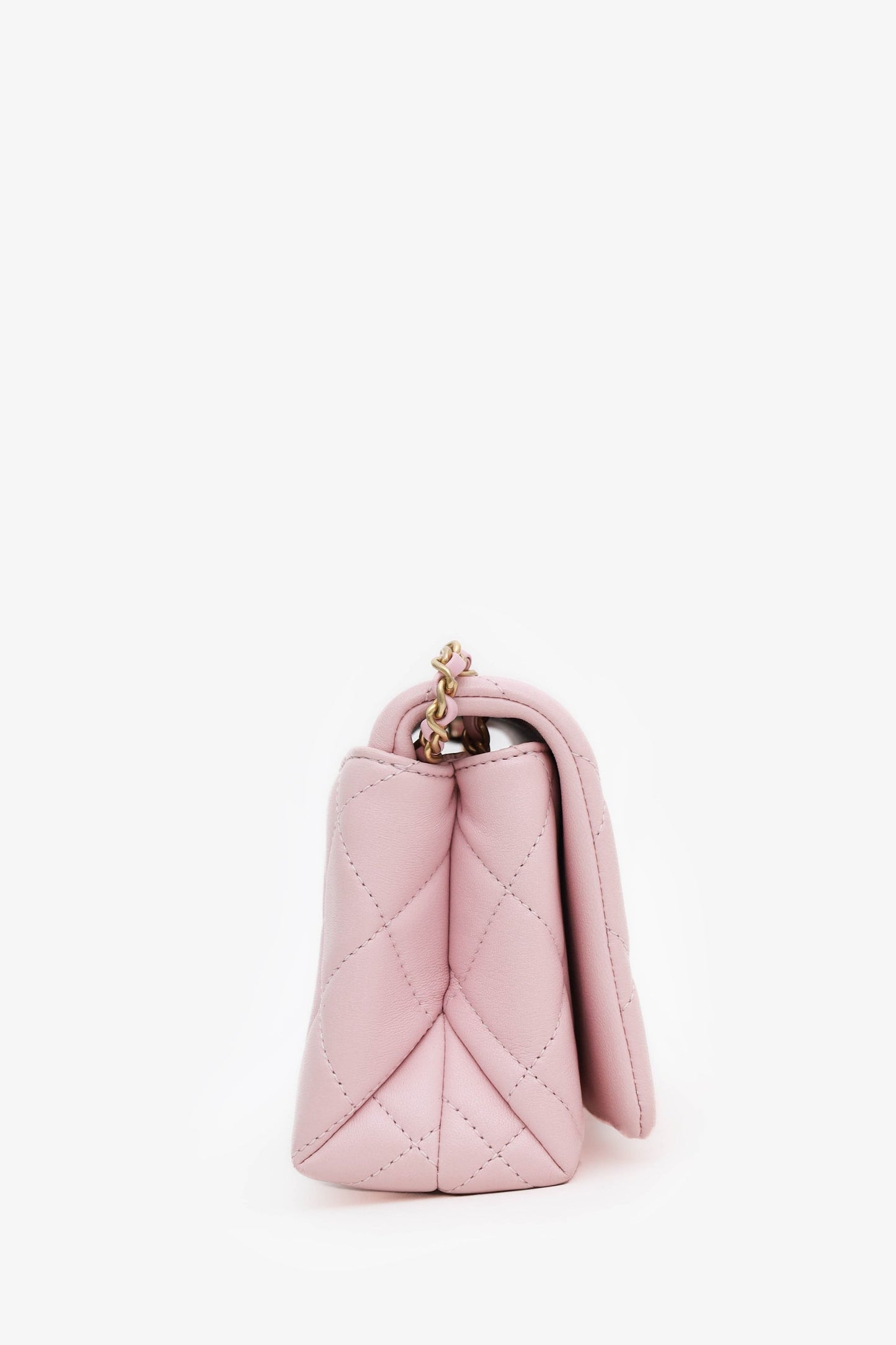 Chanel™ 24A Light Pink Quilted Lambskin Small CC Enamel Flap Bag